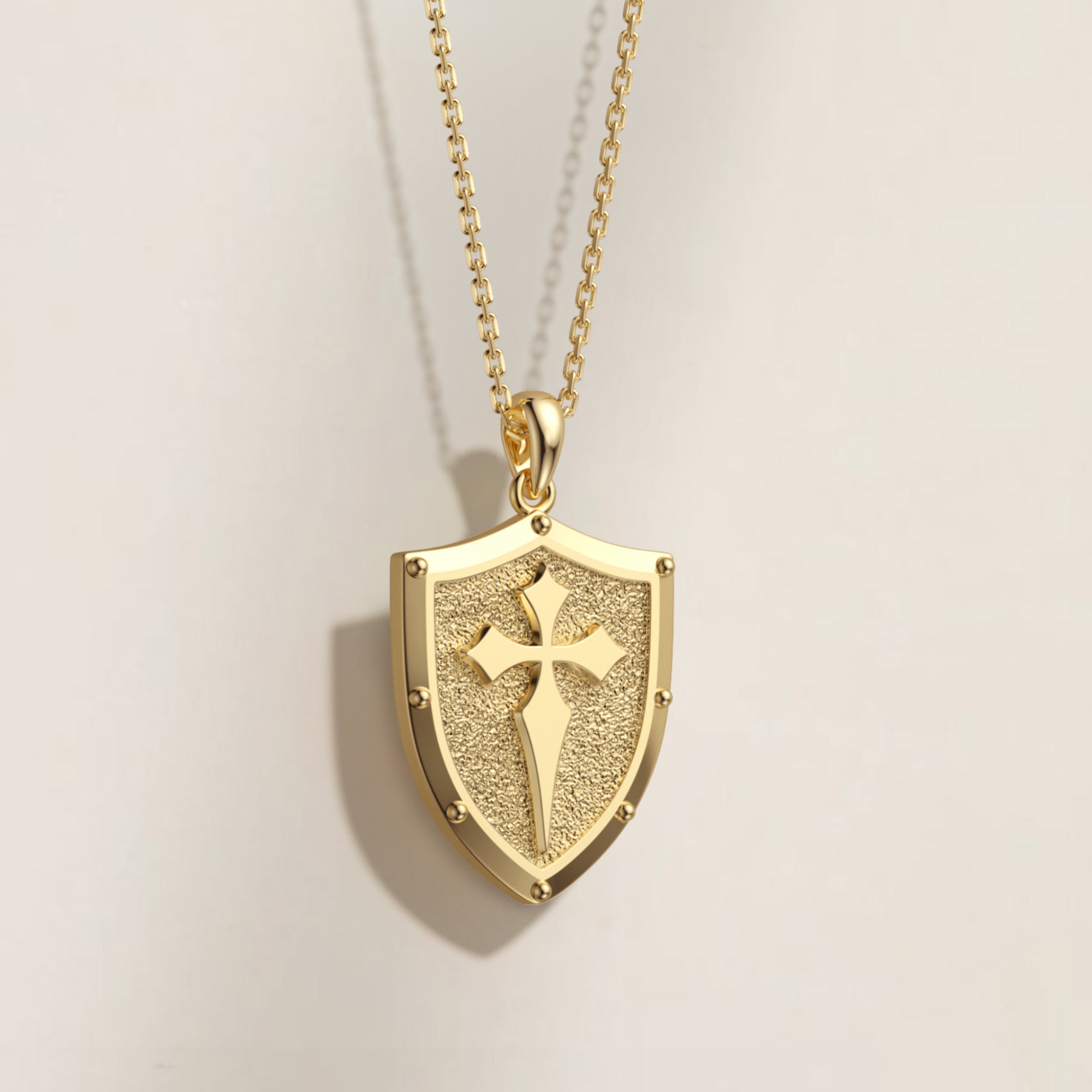 The Guardian Shield Cross Protection Pendant Medallion Necklace - vanimy