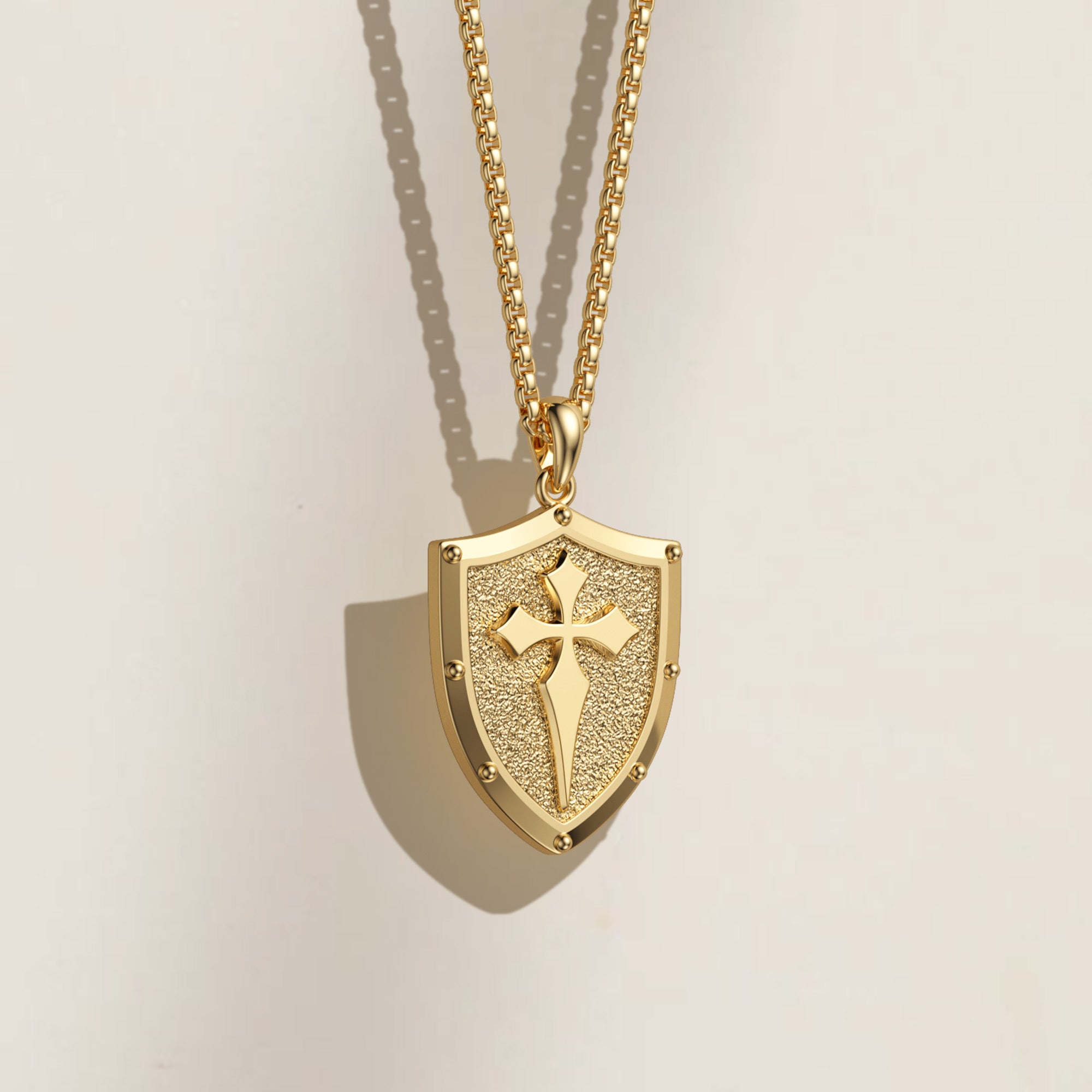 The Guardian Shield Cross Protection Pendant Medallion Necklace - vanimy