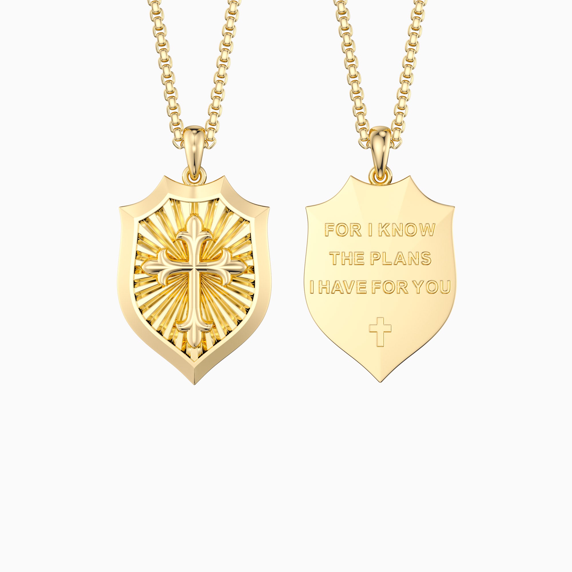 Radiant Shield Cross Protection Pendant Medallion Necklace - vanimy