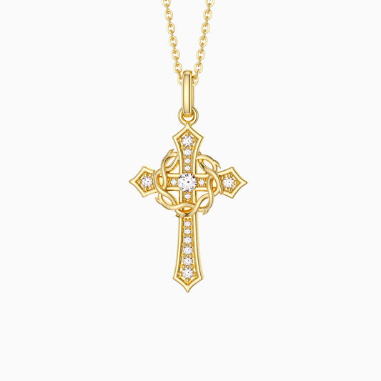 Cross and Crown of Thorns Faith Pendant Necklace