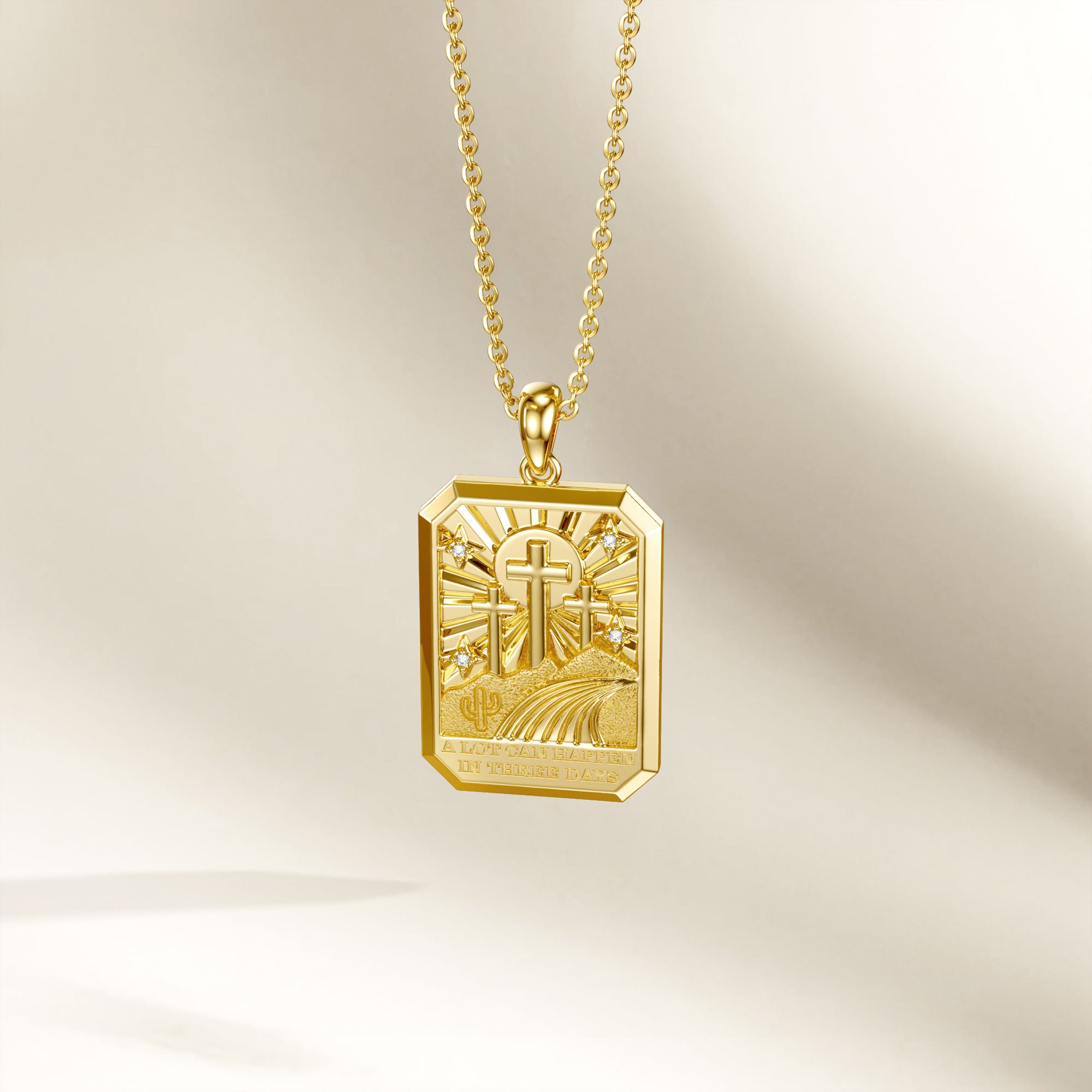 Three Crosses Triumph Medallion Necklace - vanimy