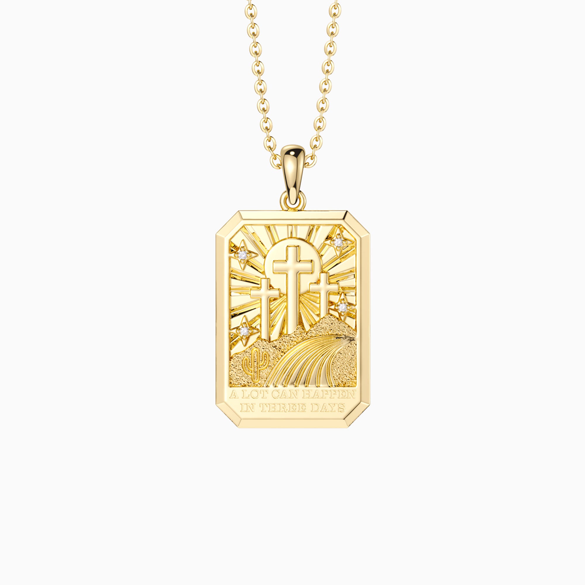Three Crosses Triumph Medallion Necklace - vanimy