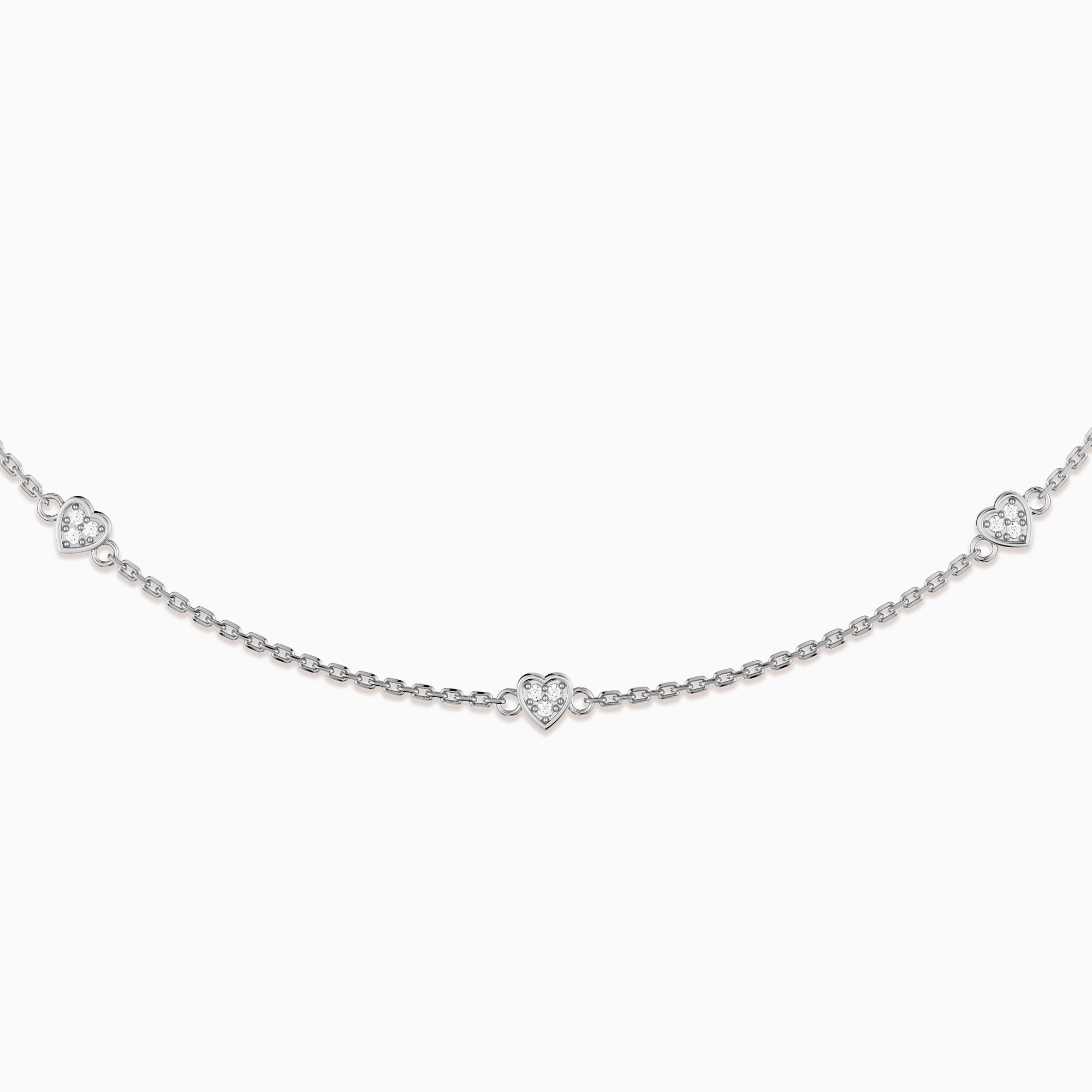 Pave Five Hearts Station Necklace - vanimy