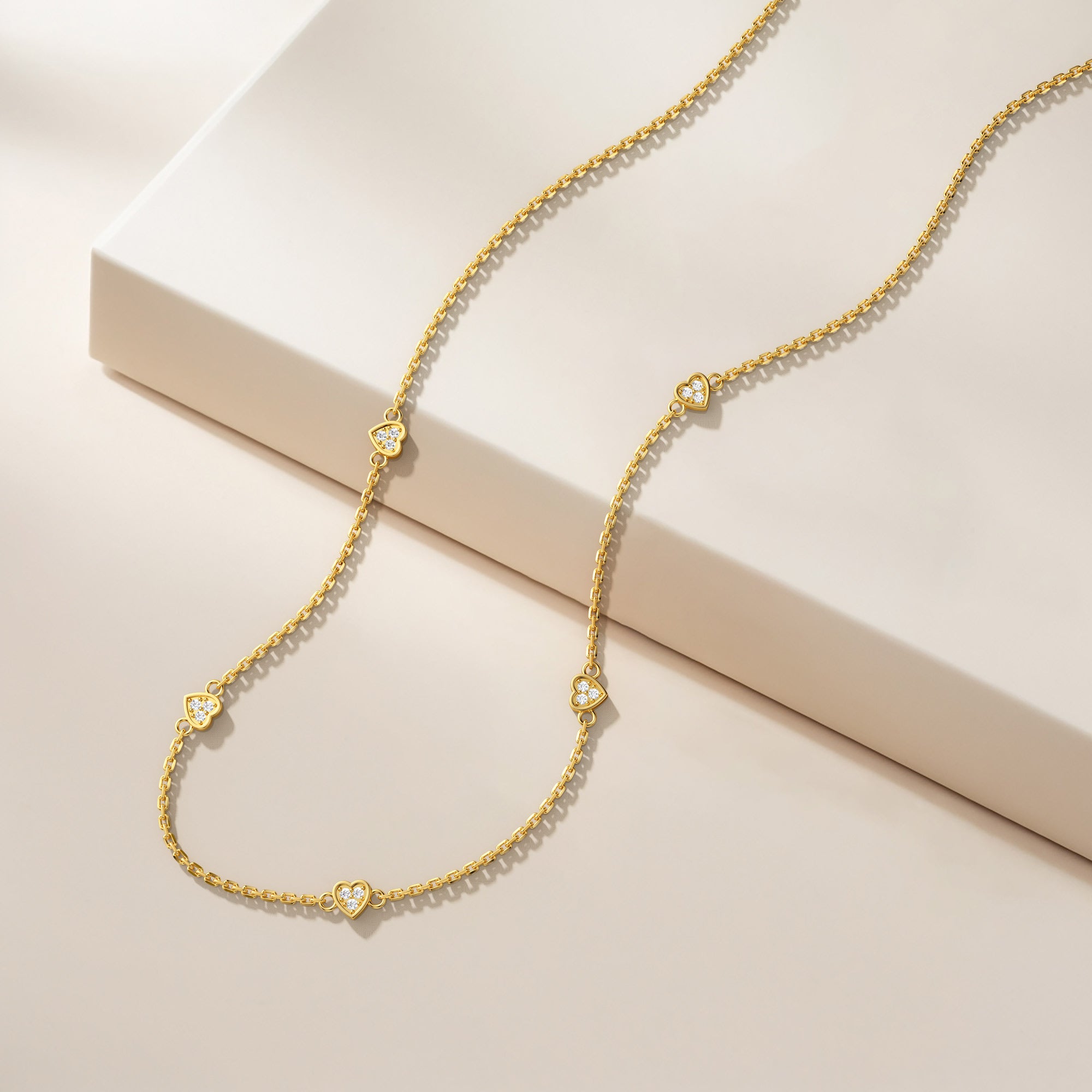 Pave Five Hearts Station Necklace - vanimy