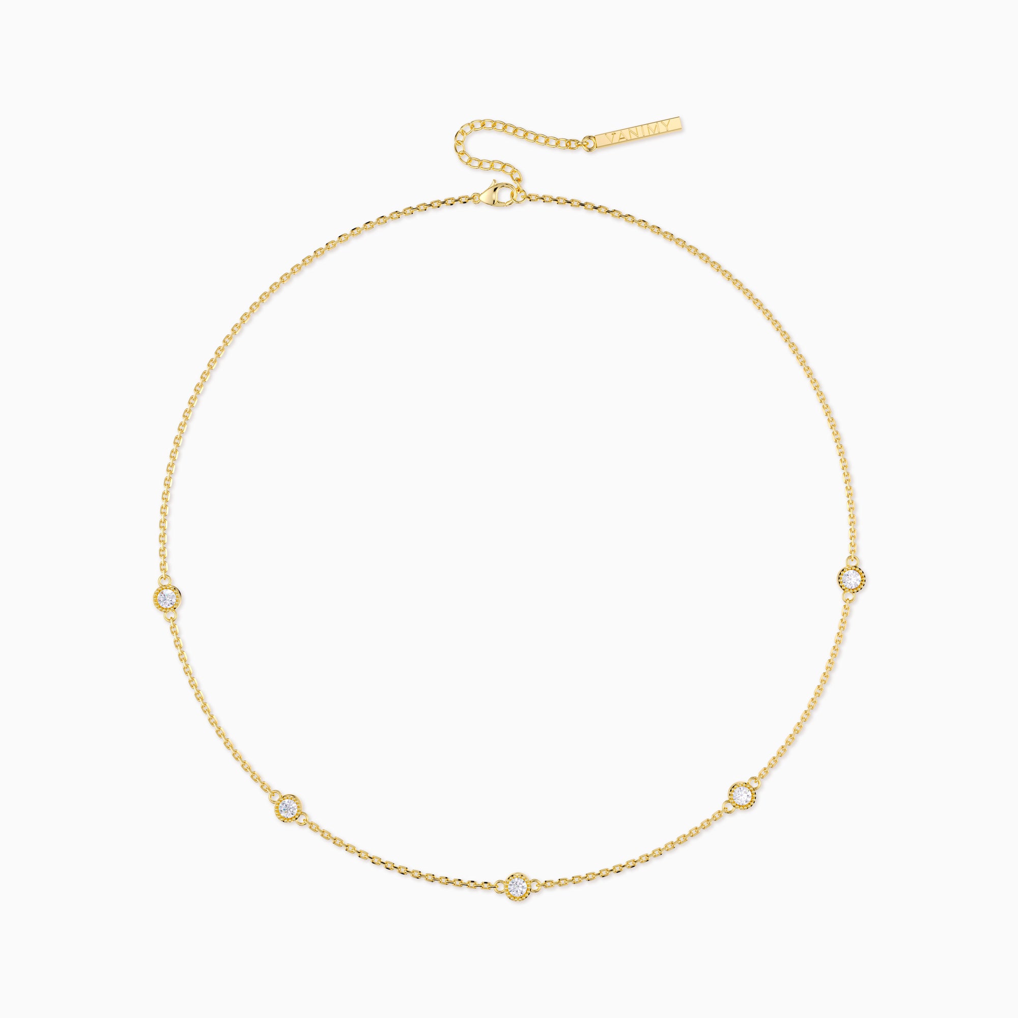 Beaded Bezel-Set Station Necklace - vanimy