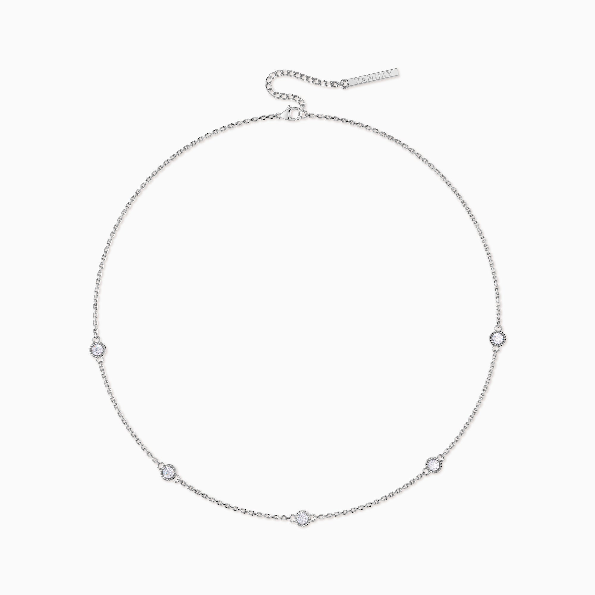 Beaded Bezel-Set Station Necklace - vanimy