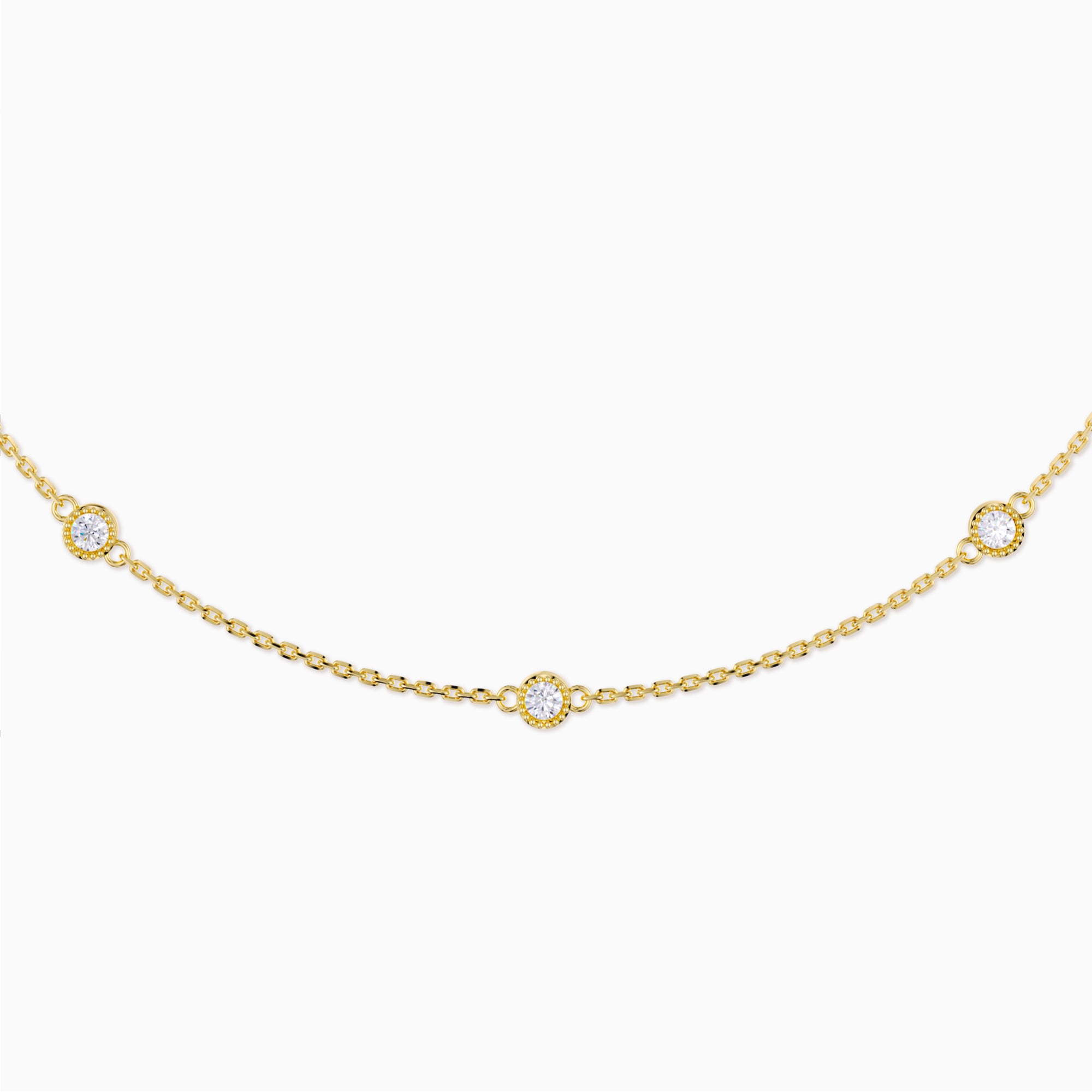 Beaded Bezel-Set Station Necklace - vanimy