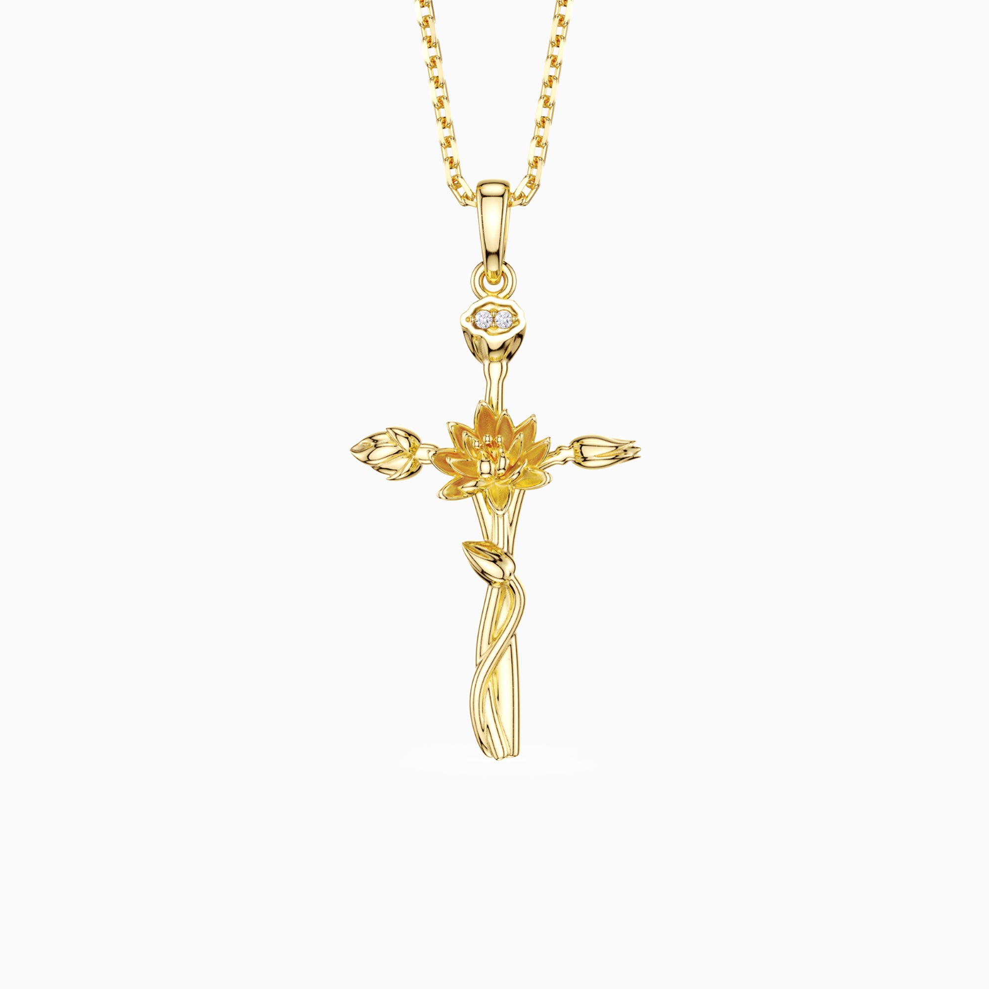 water lily flower necklace Vanimy Floral Water Lily Cross Pendant Necklace