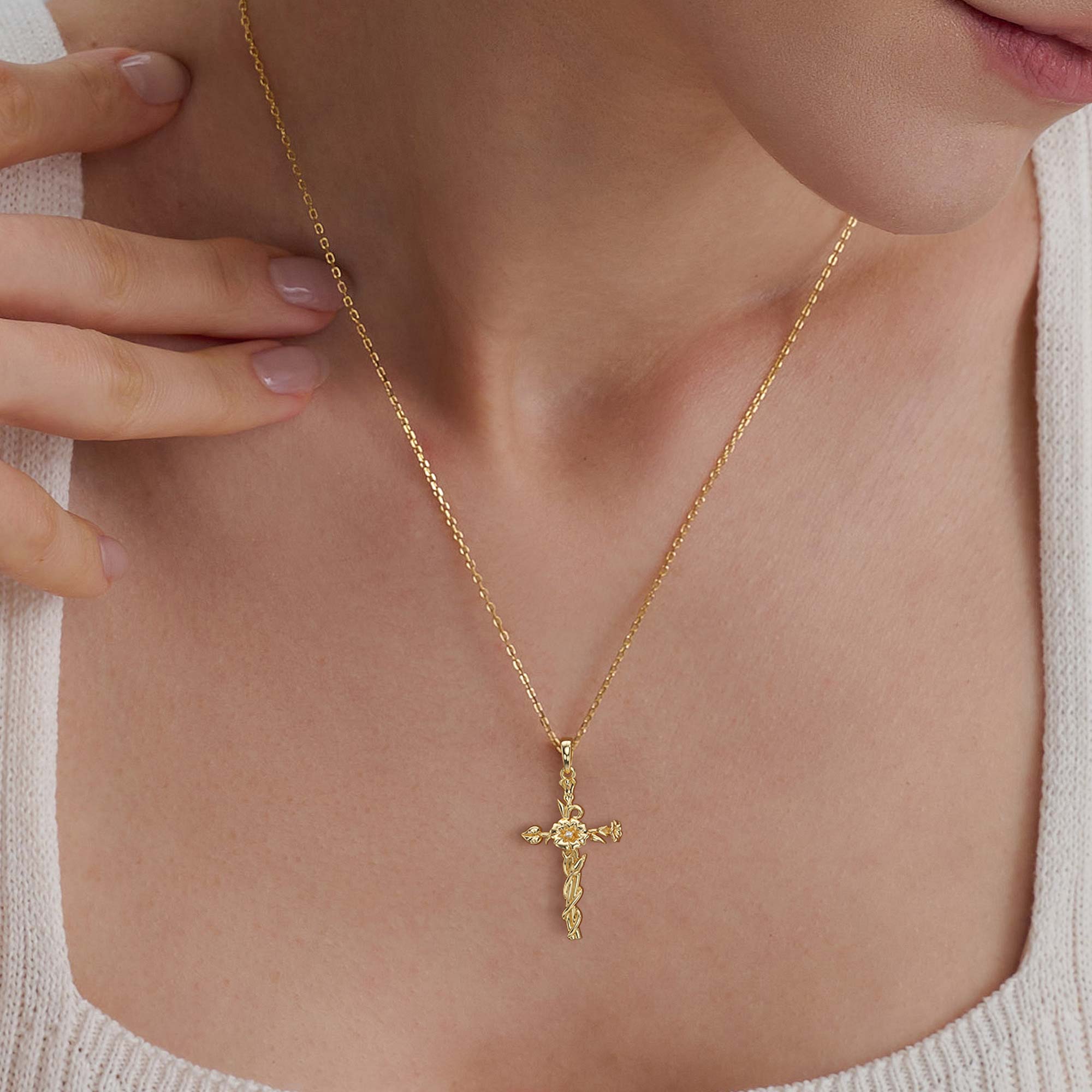 Collier de fleurs de naissance avec croix florale et gloire du matin de septembre