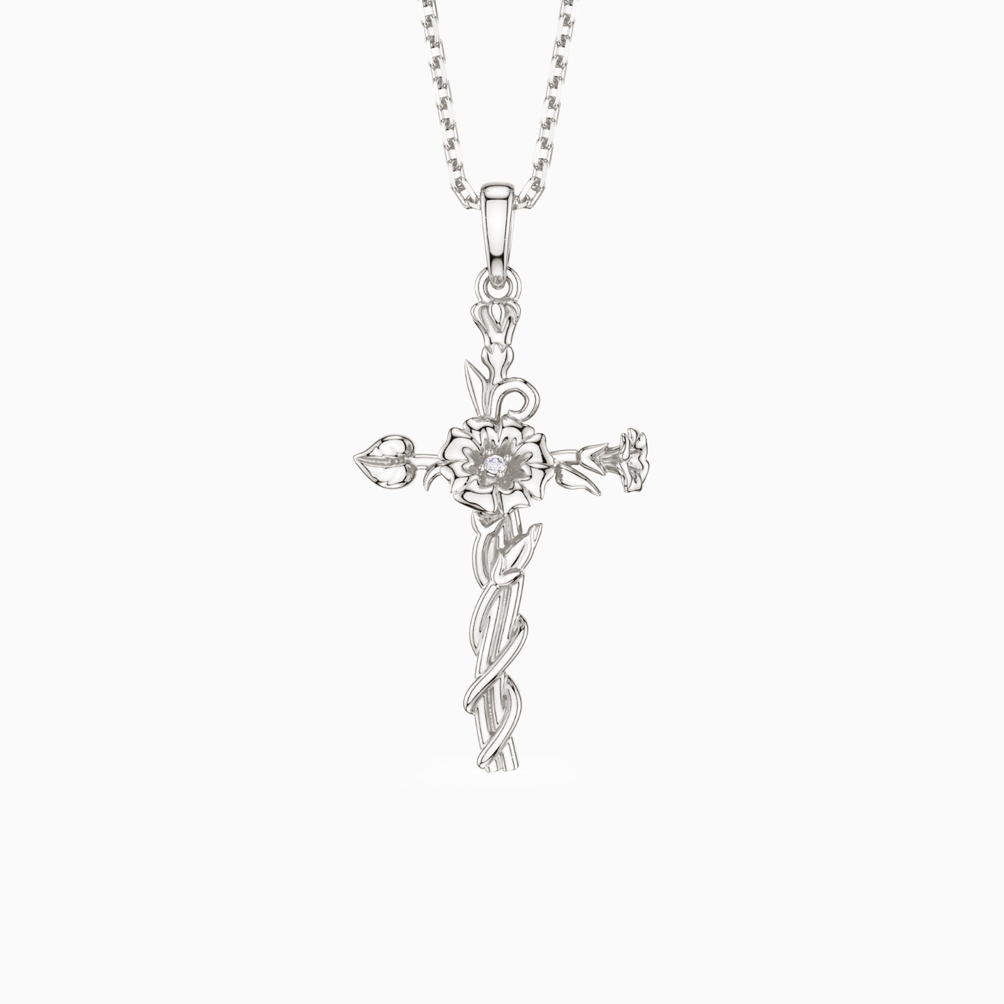 Collier de fleurs de naissance avec croix florale et gloire du matin de septembre
