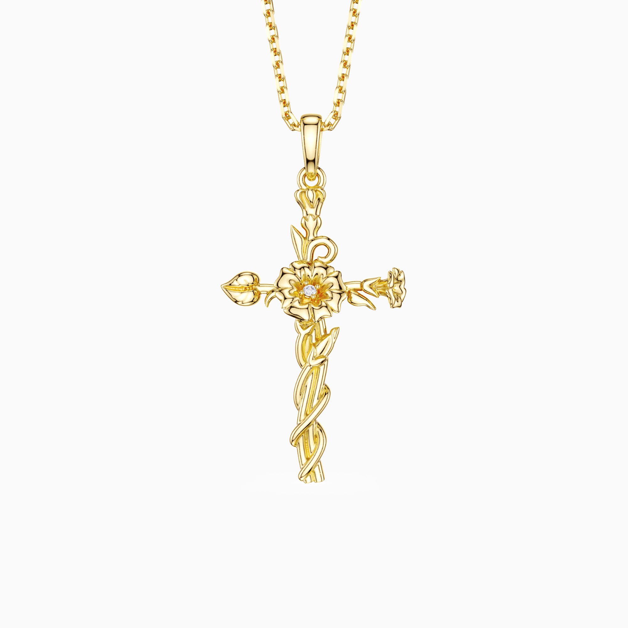 Collier de fleurs de naissance avec croix florale et gloire du matin de septembre