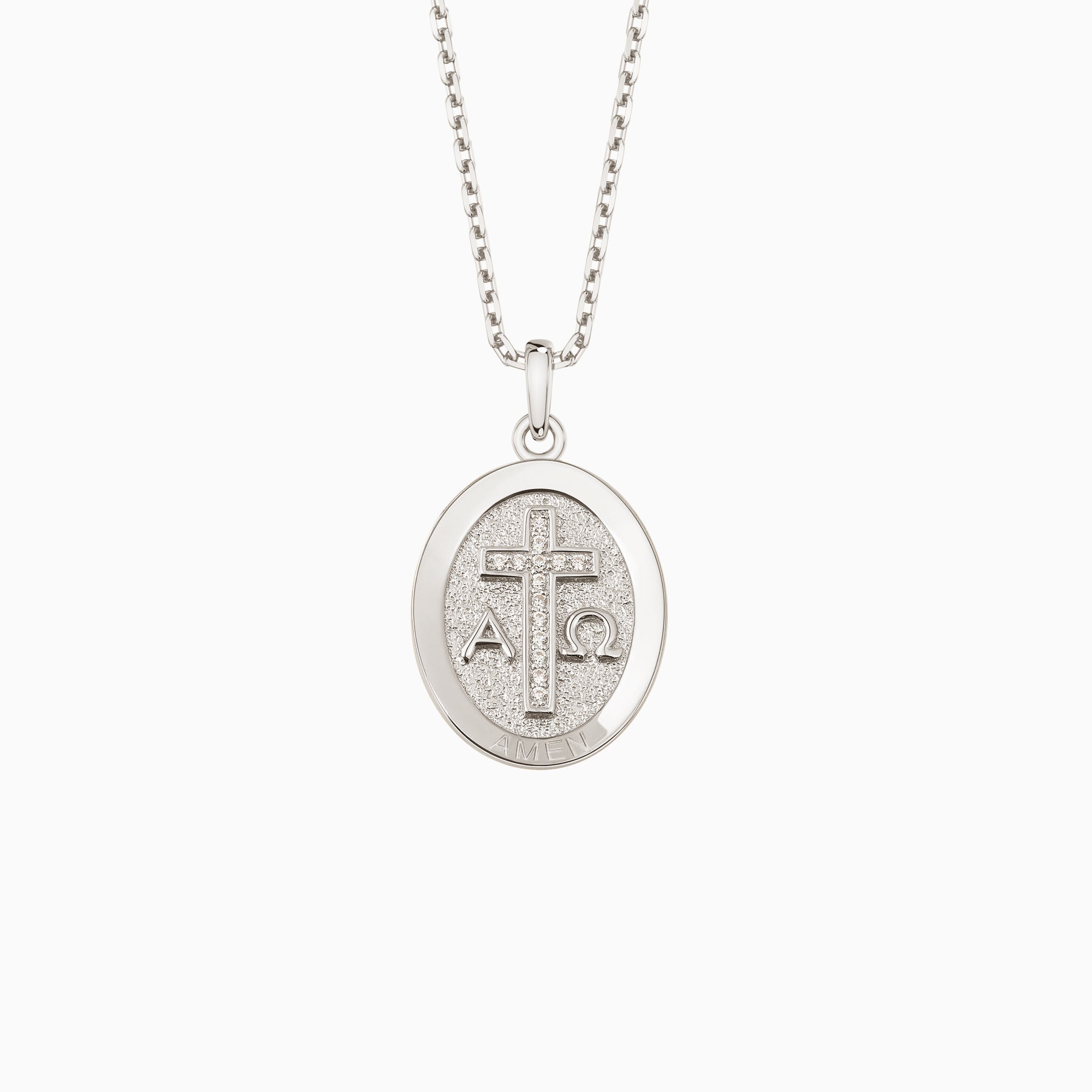 Collier avec pendentif médaillon Alpha Omega
