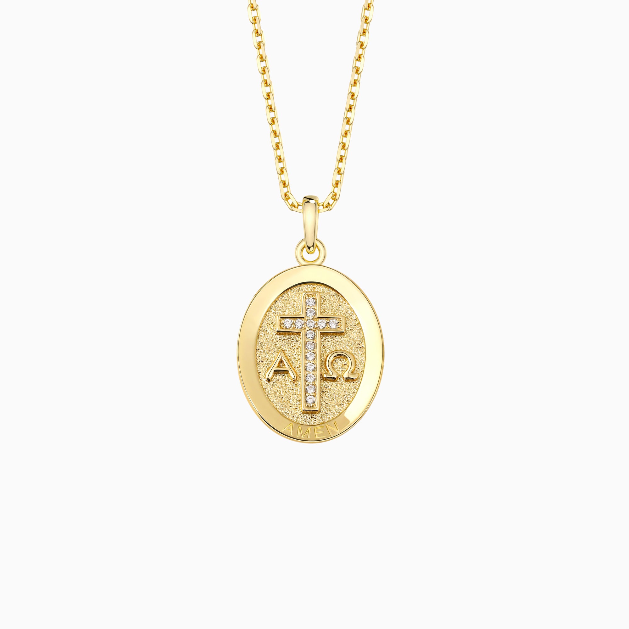 Collier avec pendentif médaillon Alpha Omega