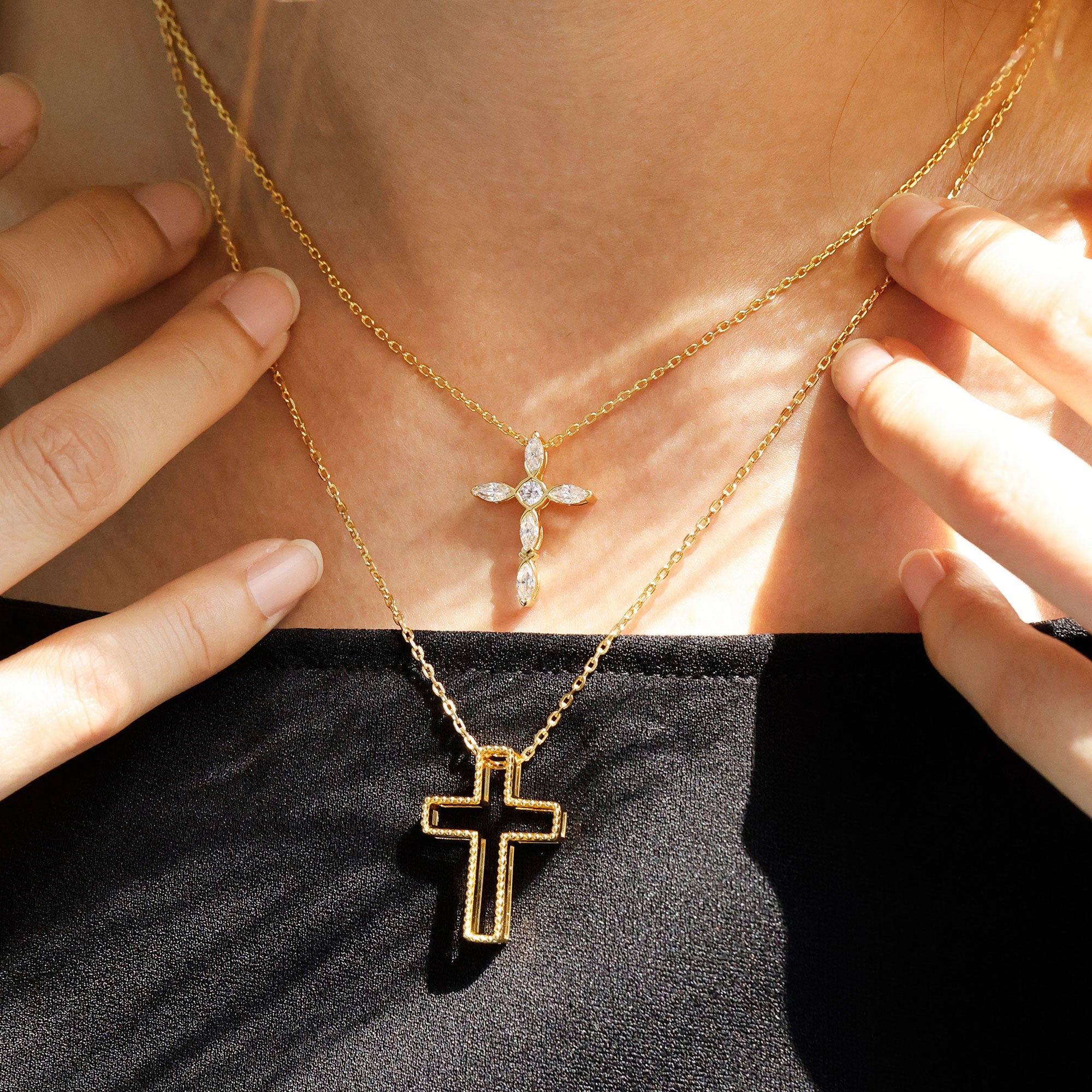 Vielseitige Halskette mit Ichthys-Kreuz-Anhänger