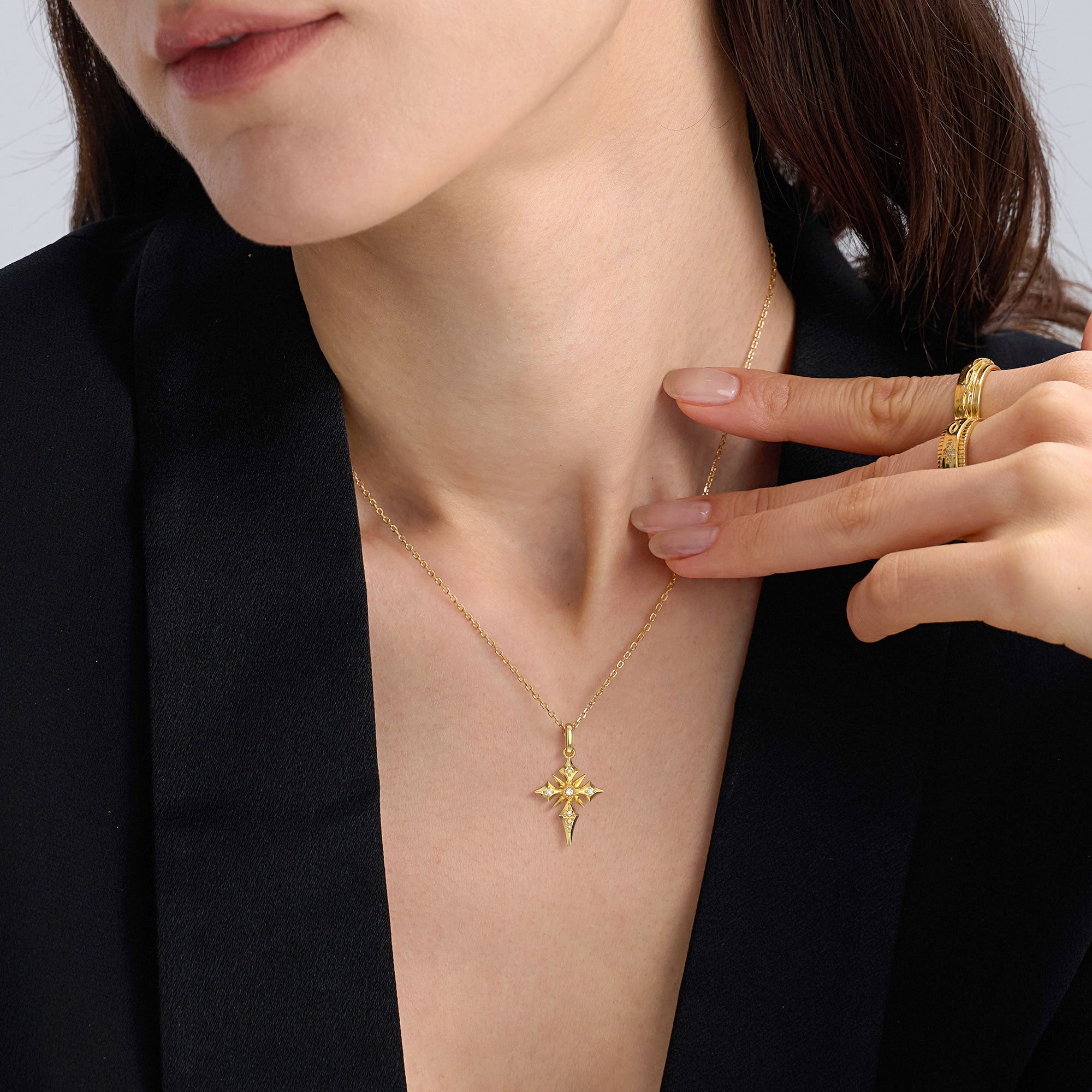 Halskette mit Kreuzanhänger „Stern von Bethlehem“