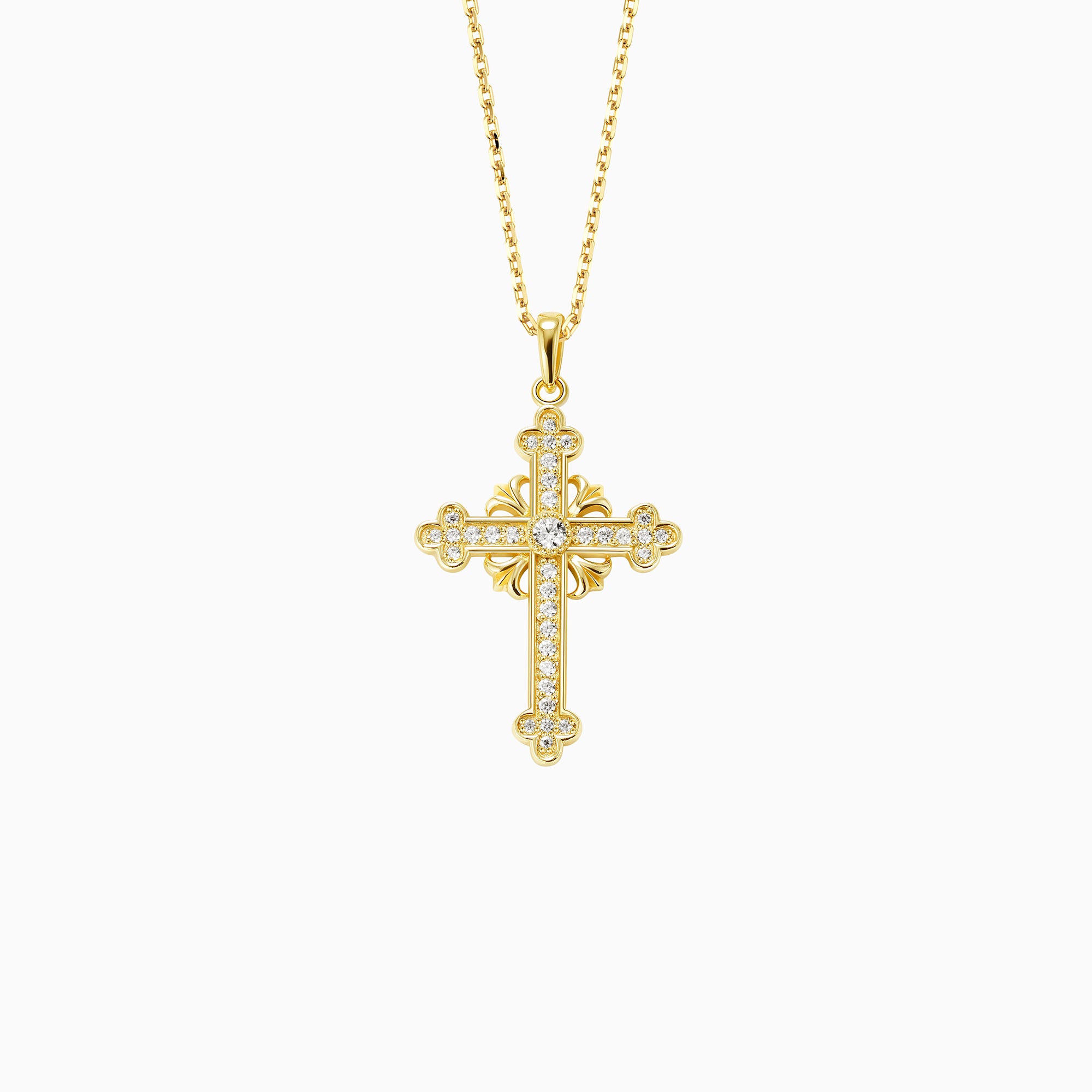 Fleur-de-Lis Radiance Cross Pendant Necklace