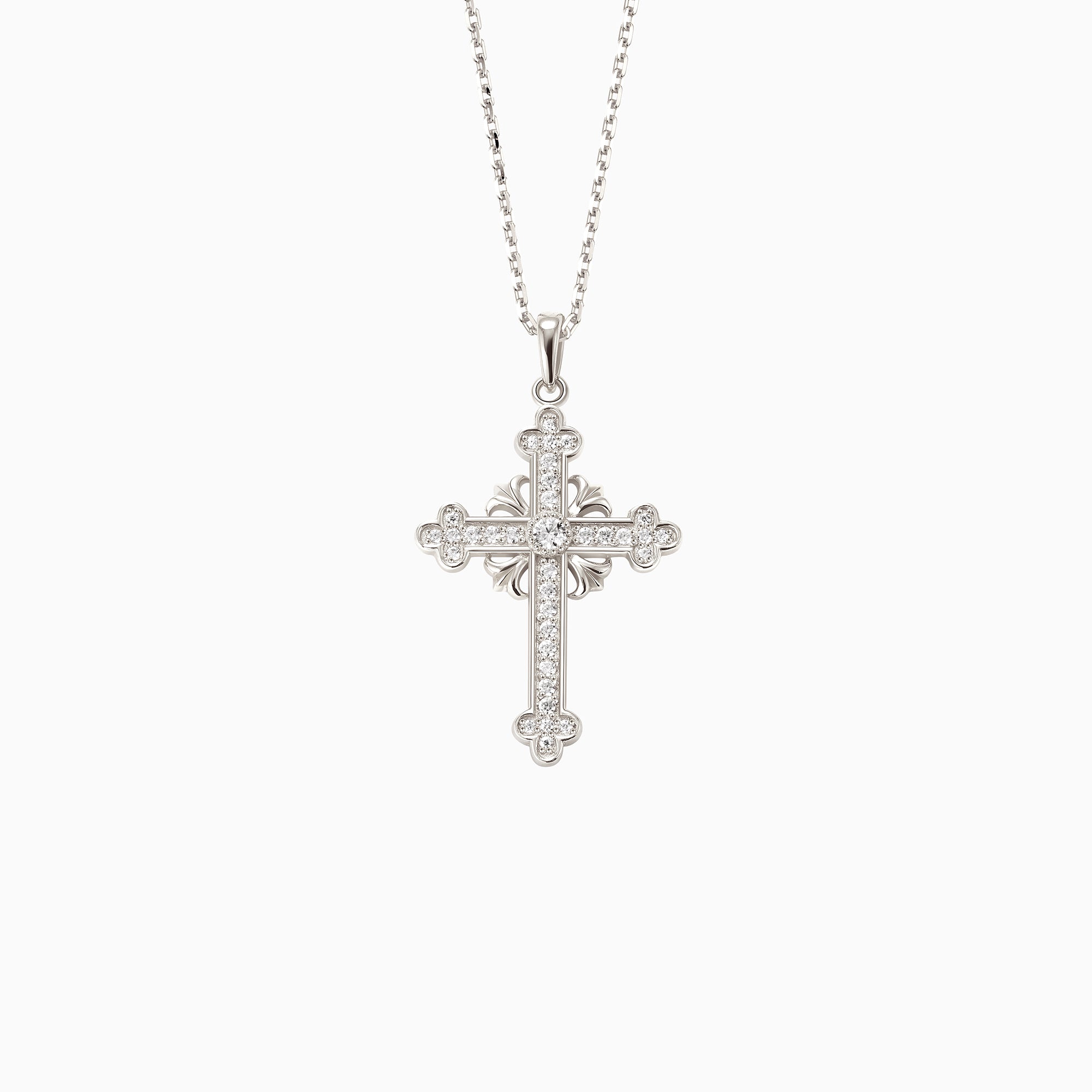 Fleur-de-Lis Radiance Cross Pendant Necklace