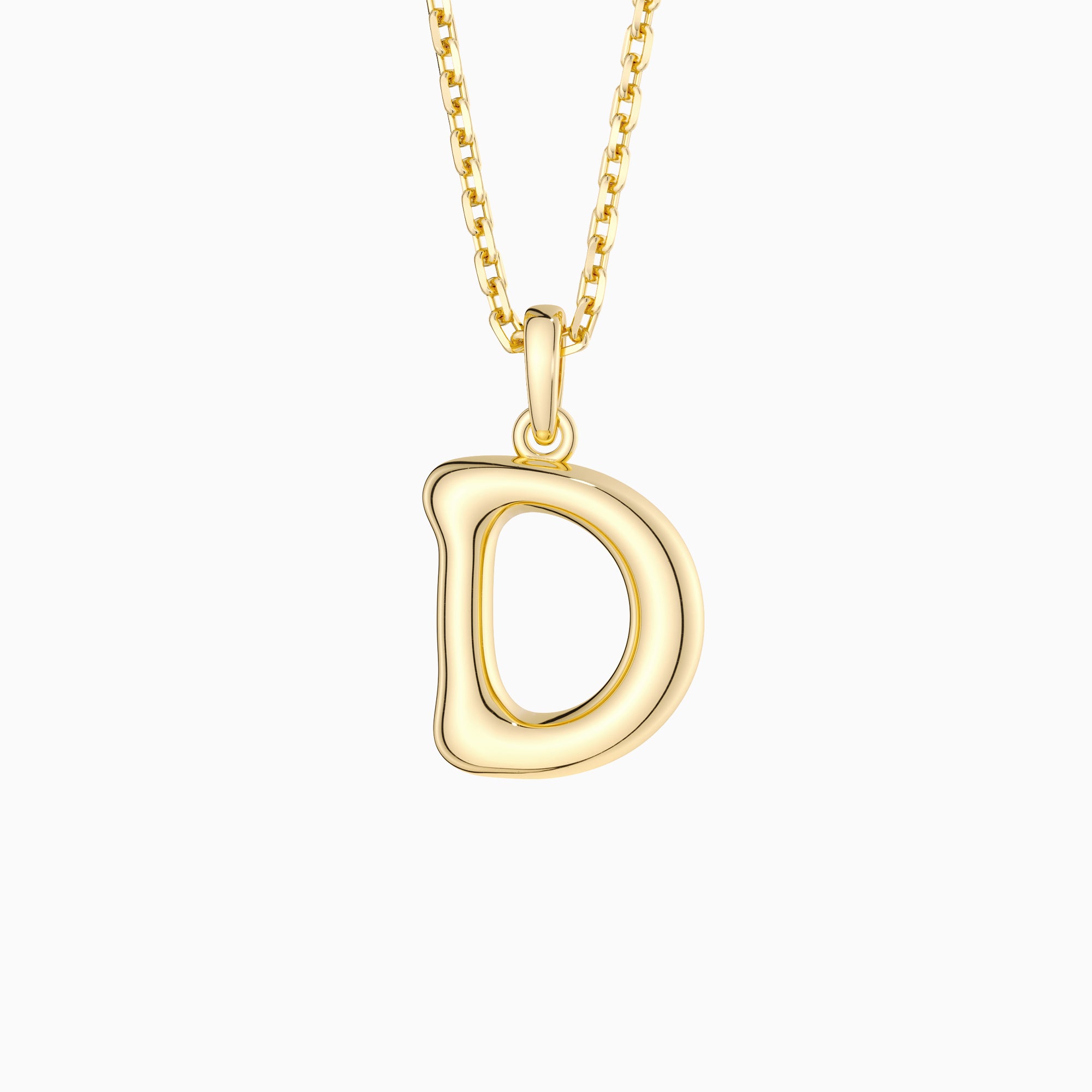 Bubble Initial Letter D Pendant Necklace