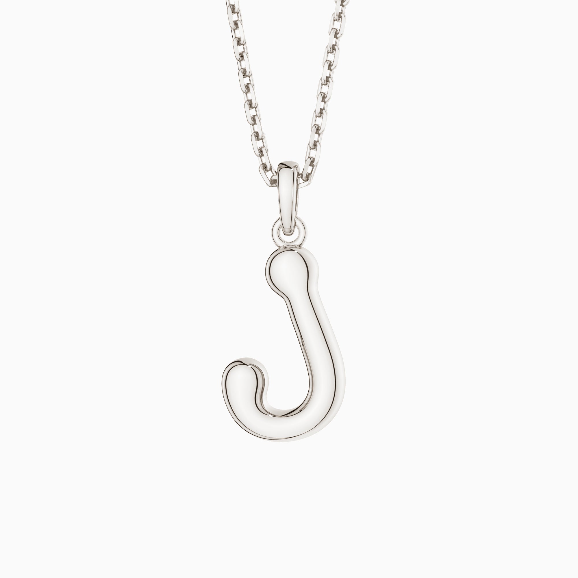 Bubble Initial Letter J Pendant Necklace