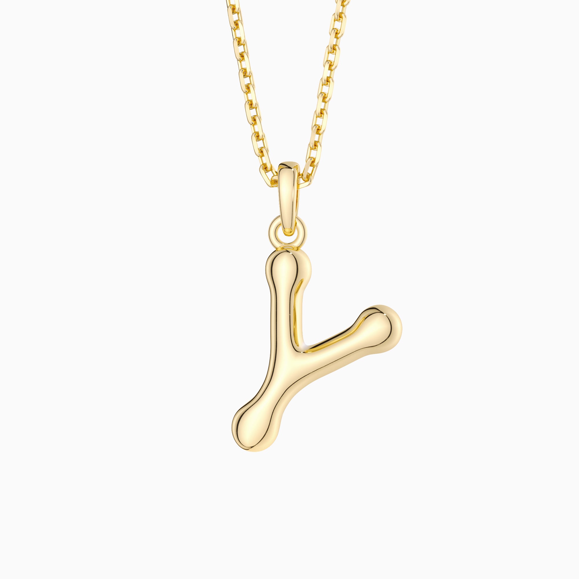 Bubble Initial Letter Y Pendant Necklace