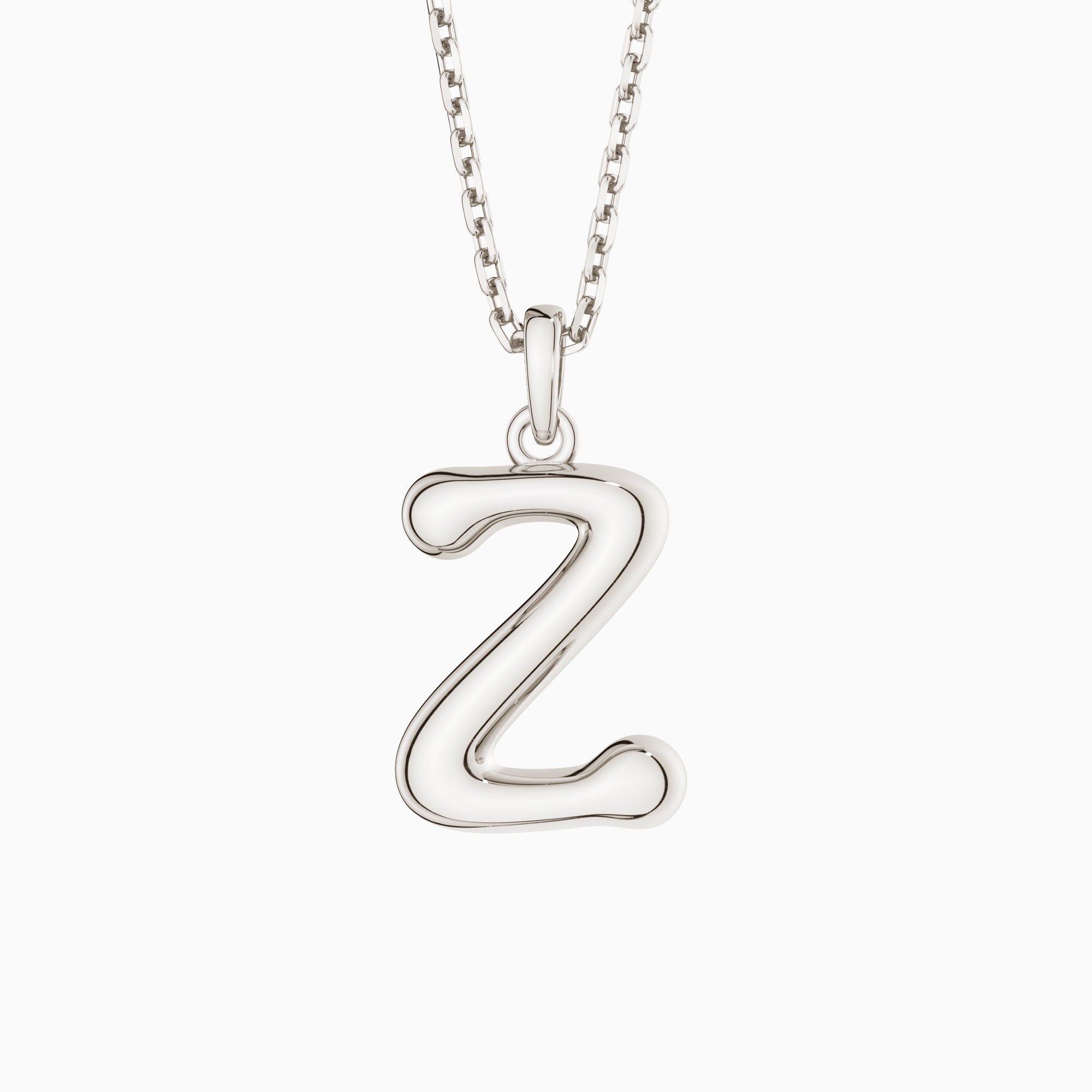 Bubble Initial Letter Z Pendant Necklace