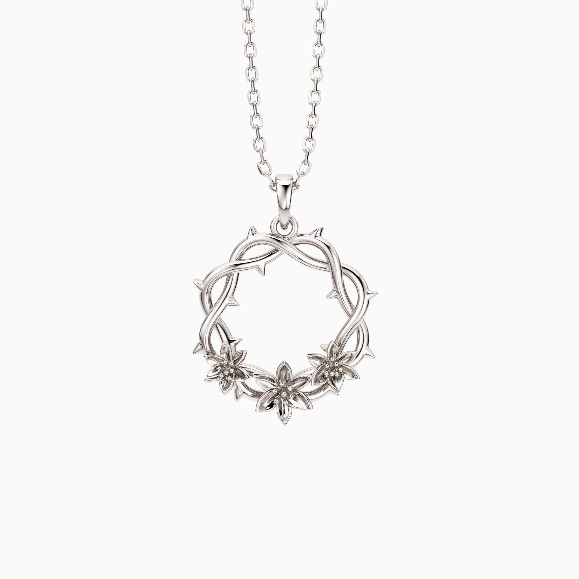 Collier avec pendentif tulipe en forme de couronne d'épines