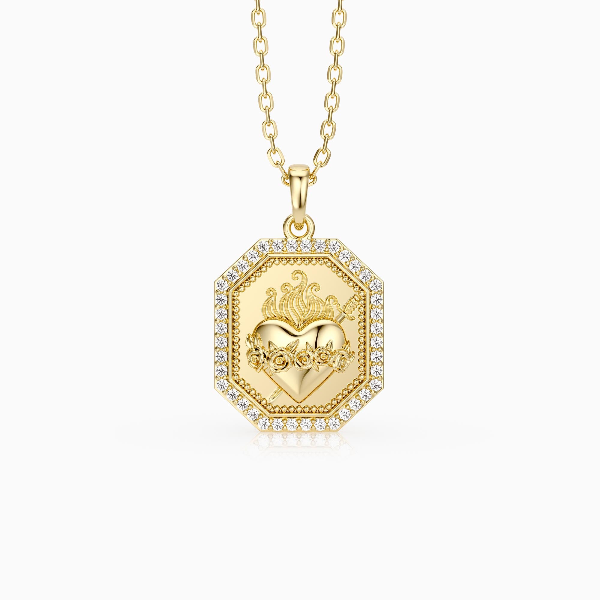 Sacred Rose Heart Medallion Necklace