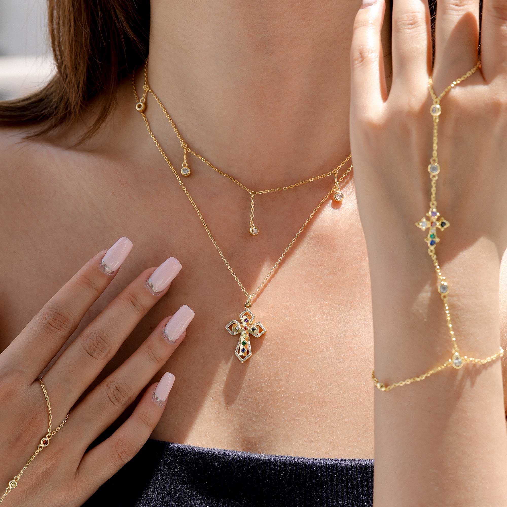 Divine Spectrum Cross Necklace