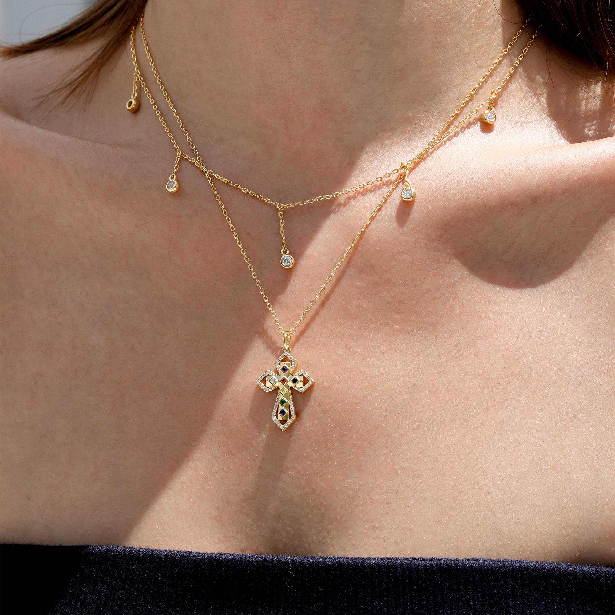 Divine Spectrum Cross Necklace