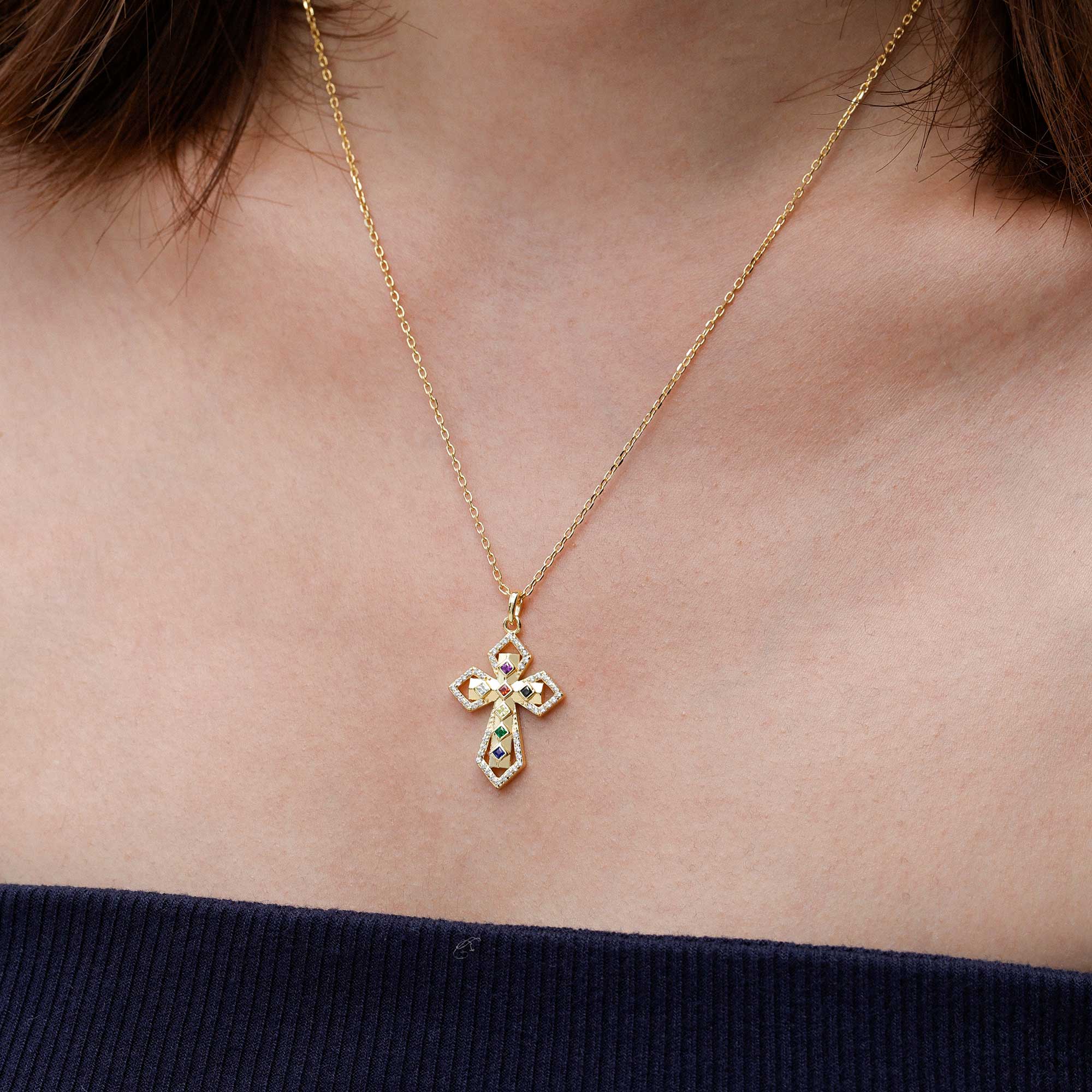 Divine Spectrum Cross Necklace