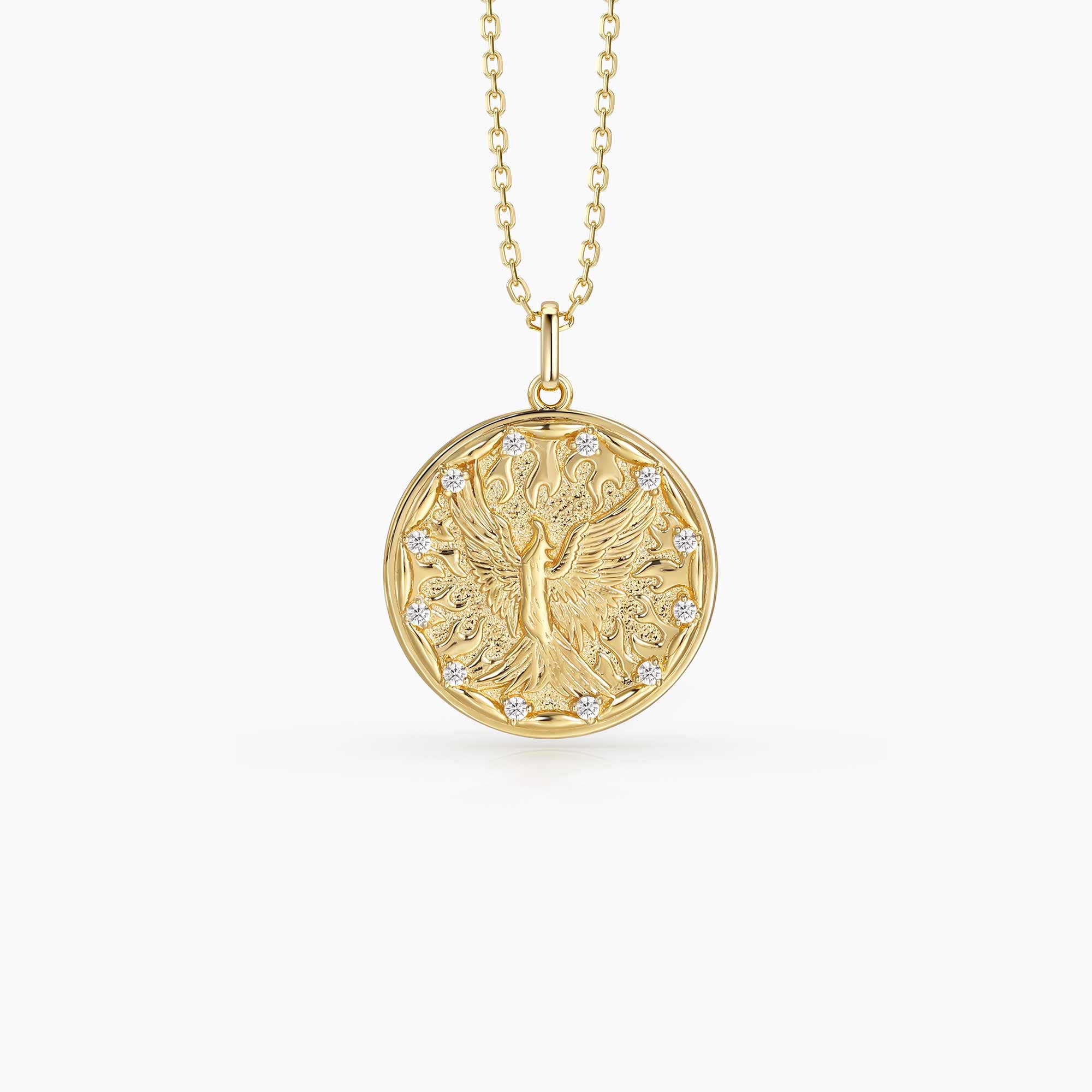 Rising Phoenix Flame Medallion Necklace