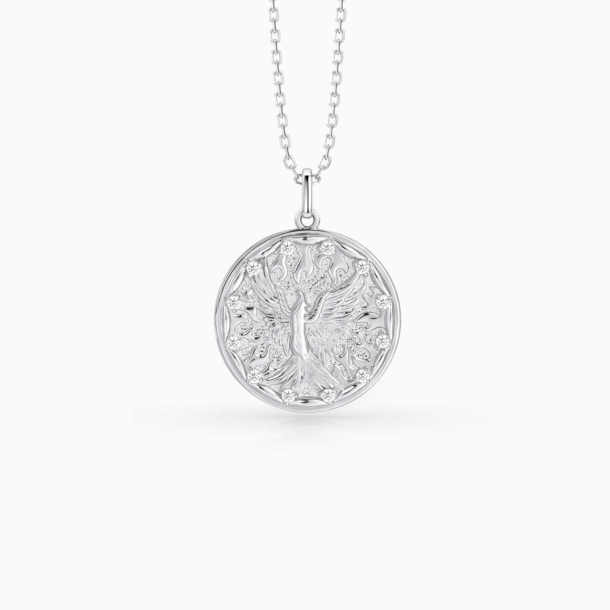 Rising Phoenix Flame Medallion Necklace