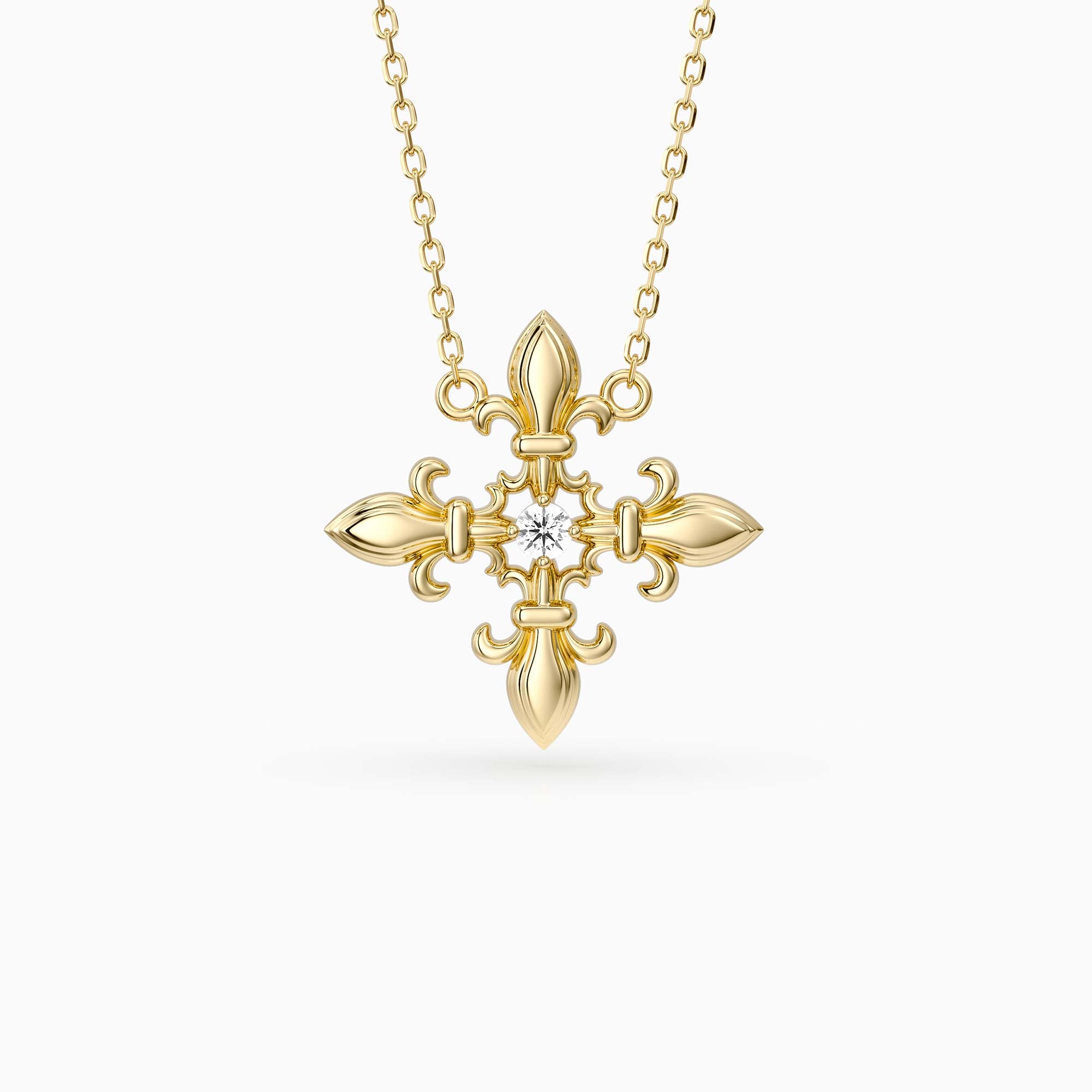 Divine Bloom Fleur-de-Lis Cross Necklace