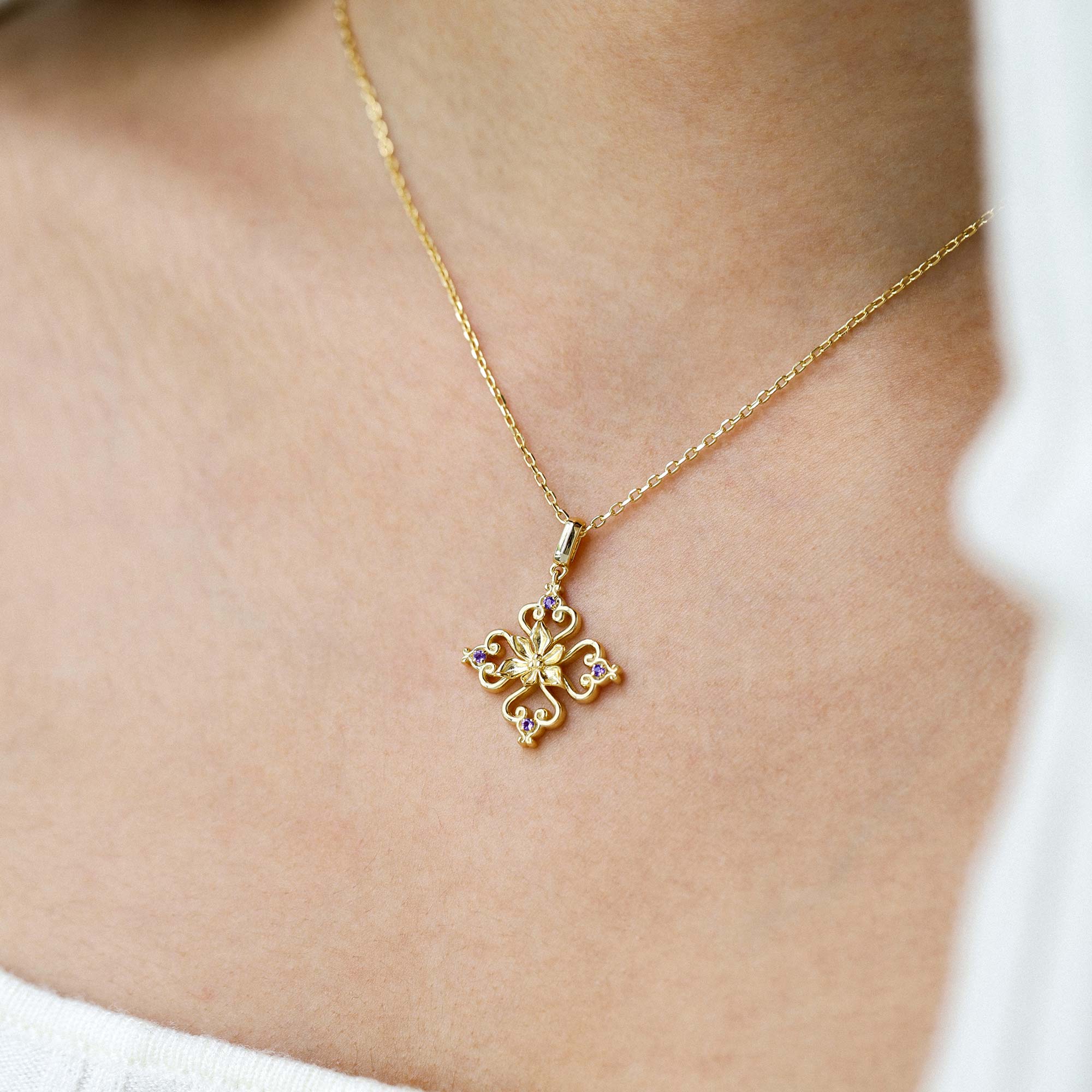 Sacred Bloom Iris Love Birth Flower Necklace