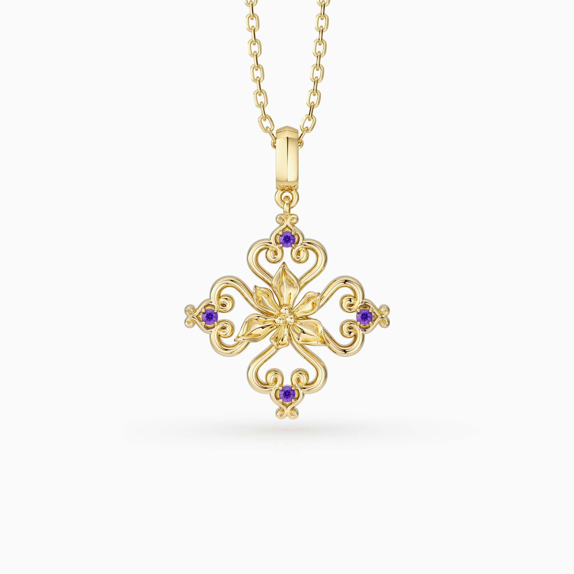Sacred Bloom Iris Love Birth Flower Necklace
