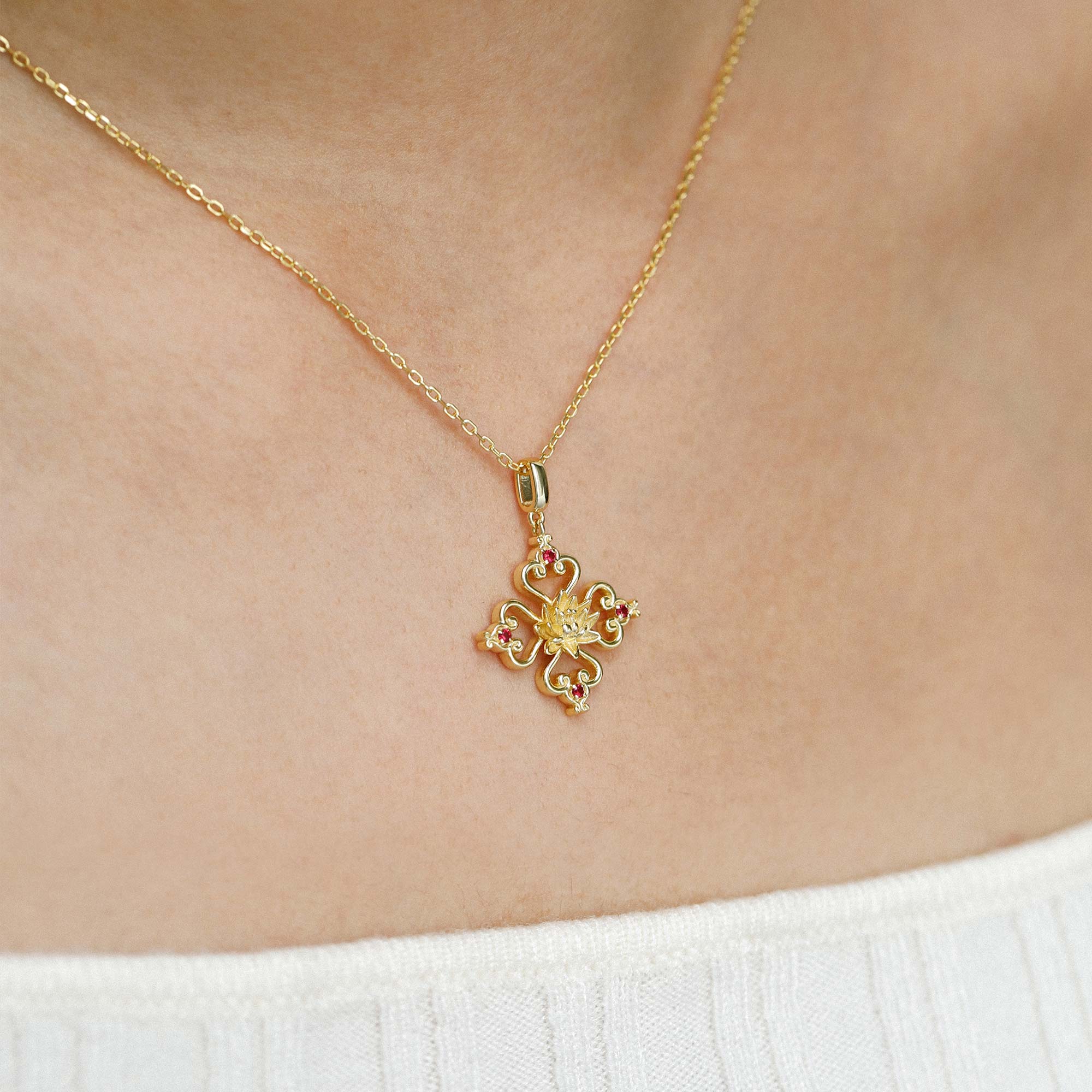 lily flower necklace gold Sacred Bloom Water Lily Love Birth Flower Necklace, Gold / Sterling Silver