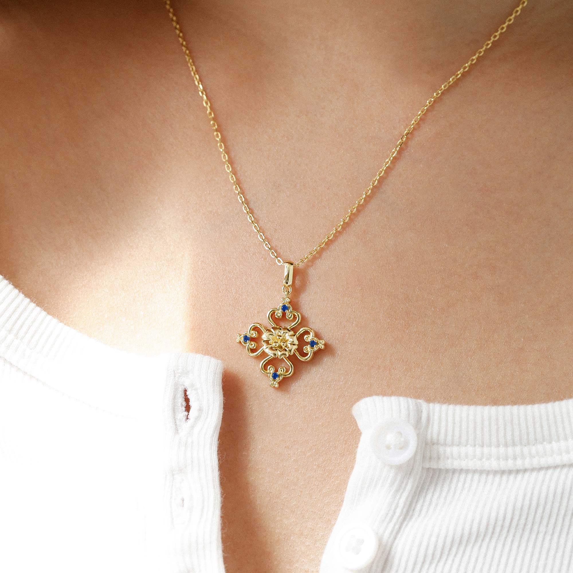 Sacred Bloom Aster Love Birth Flower Necklace