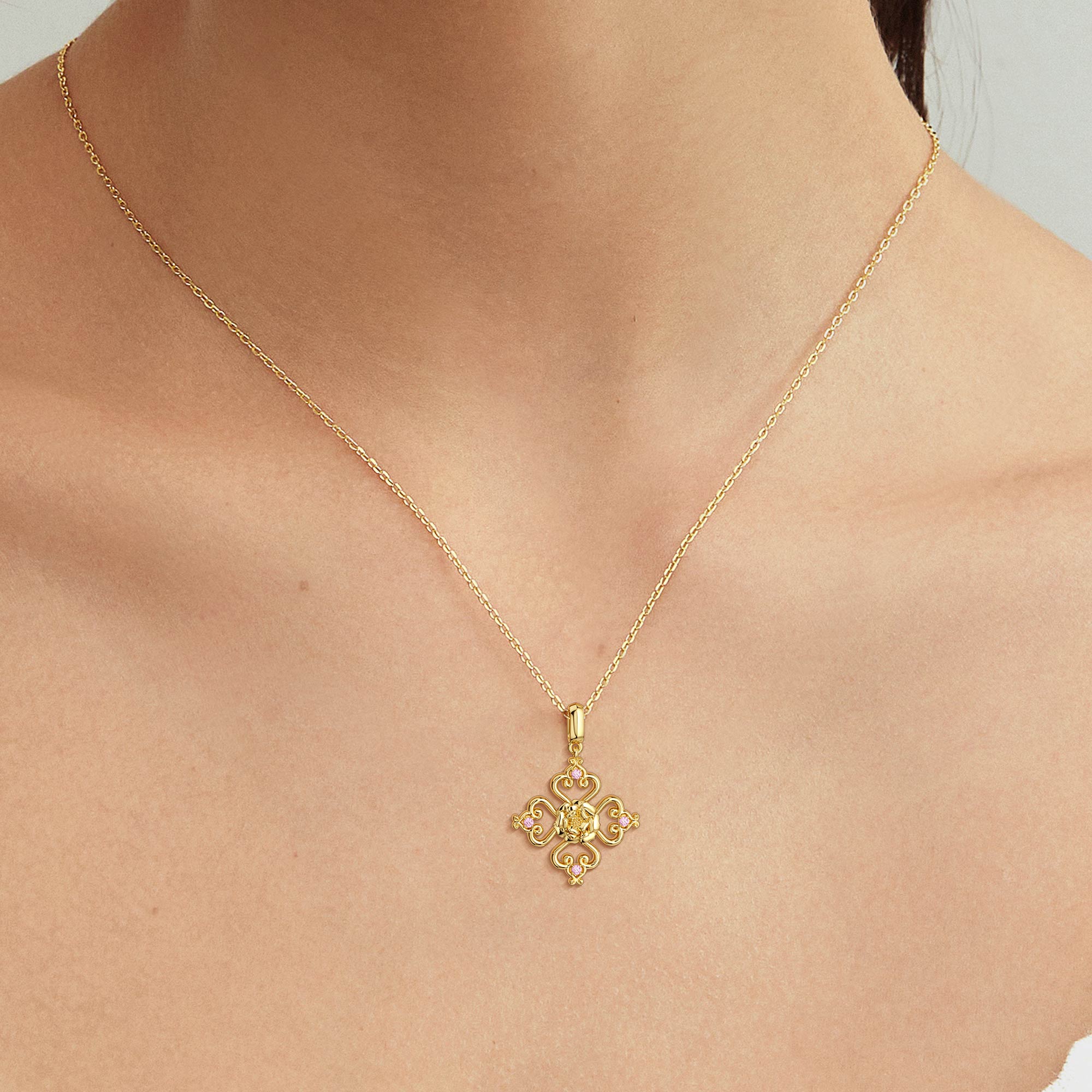 Sacred Bloom Heart Cross Birth Flower Necklace