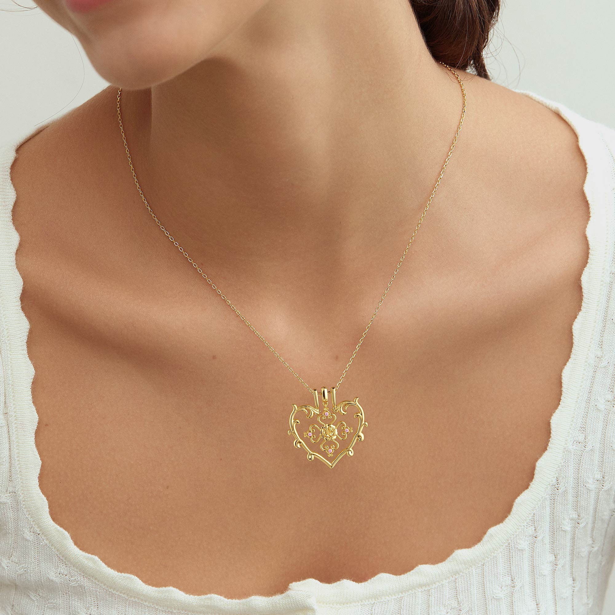 Sacred Bloom Heart Cross Birth Flower Necklace