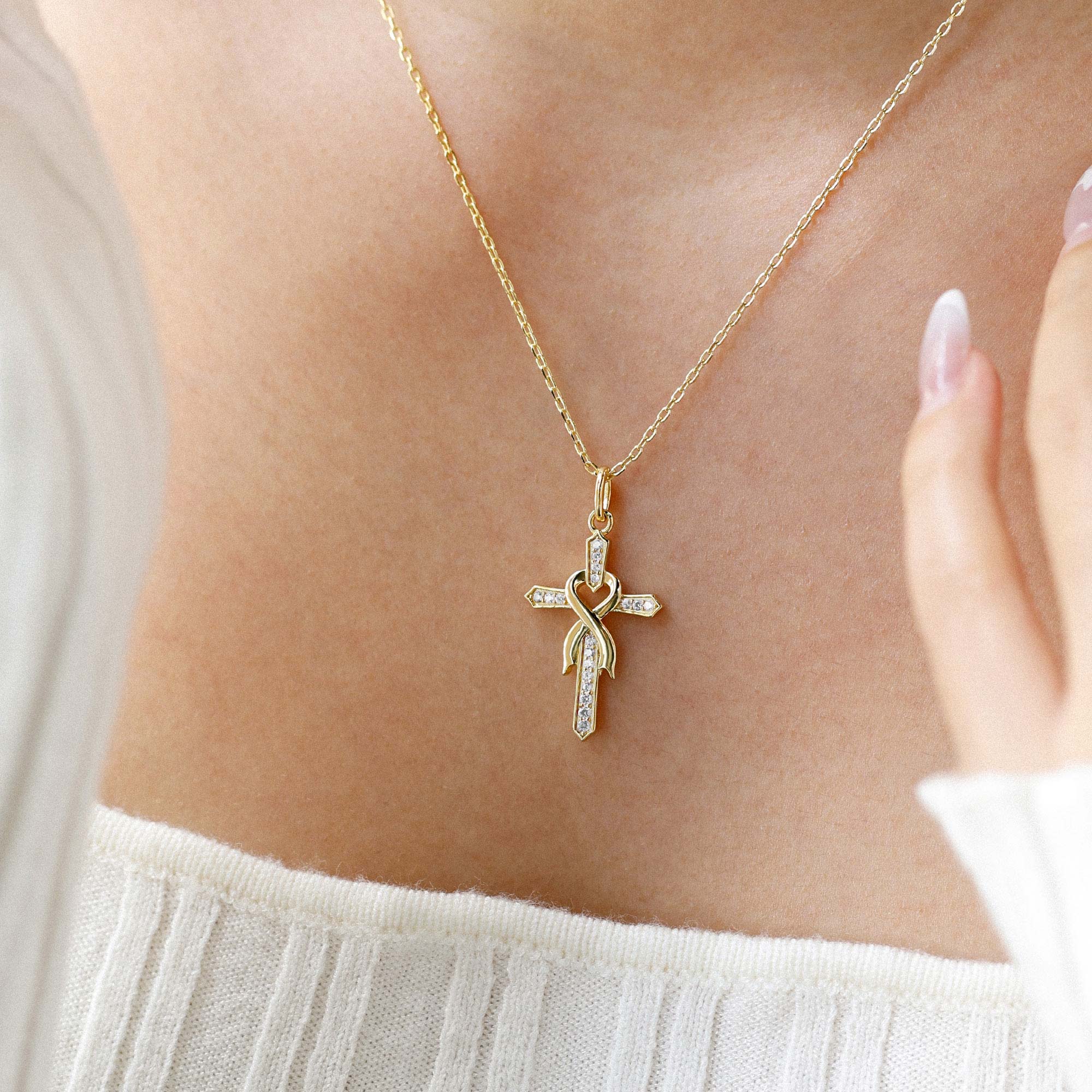 Ribbon of Faith Cross Necklace