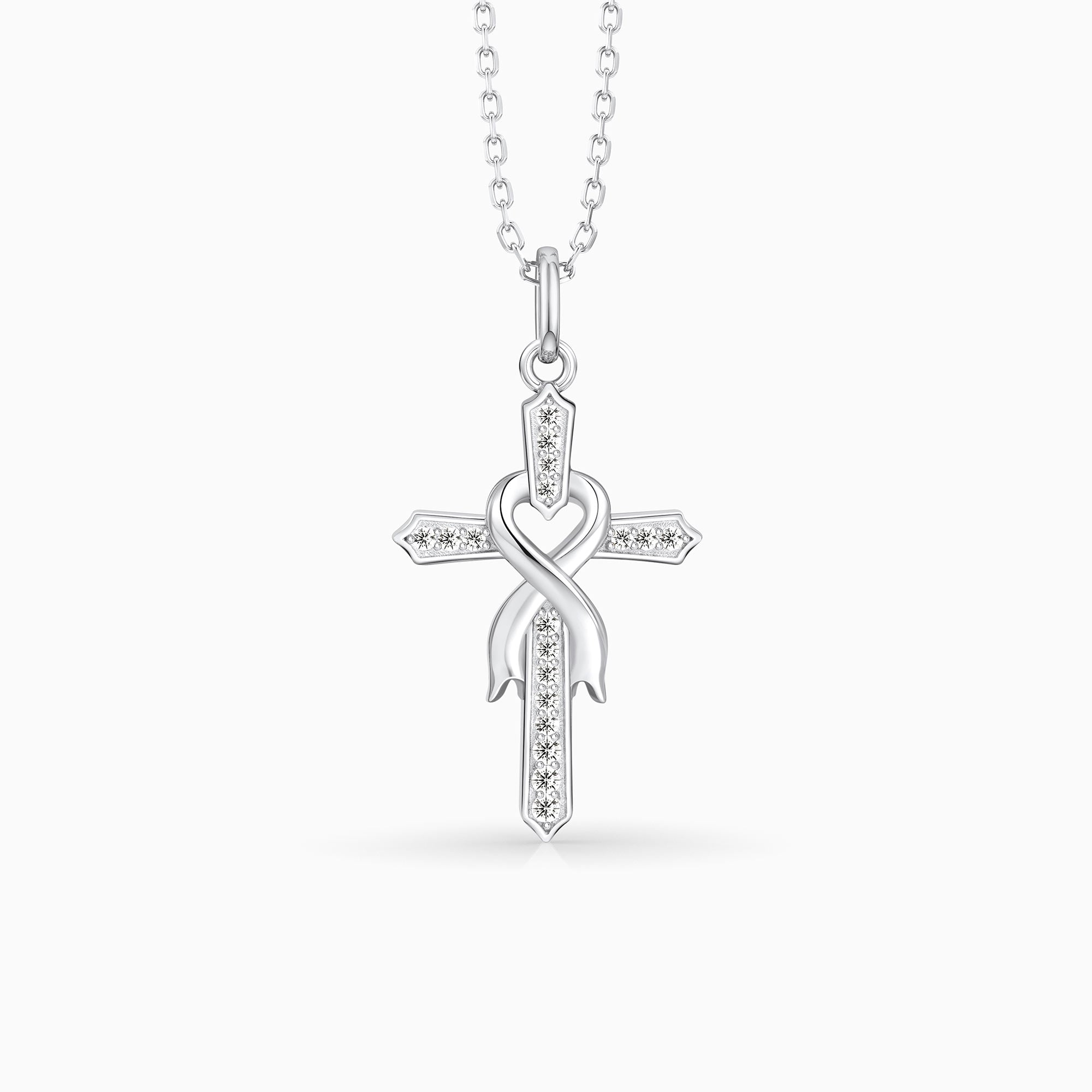 Ribbon of Faith Cross Necklace