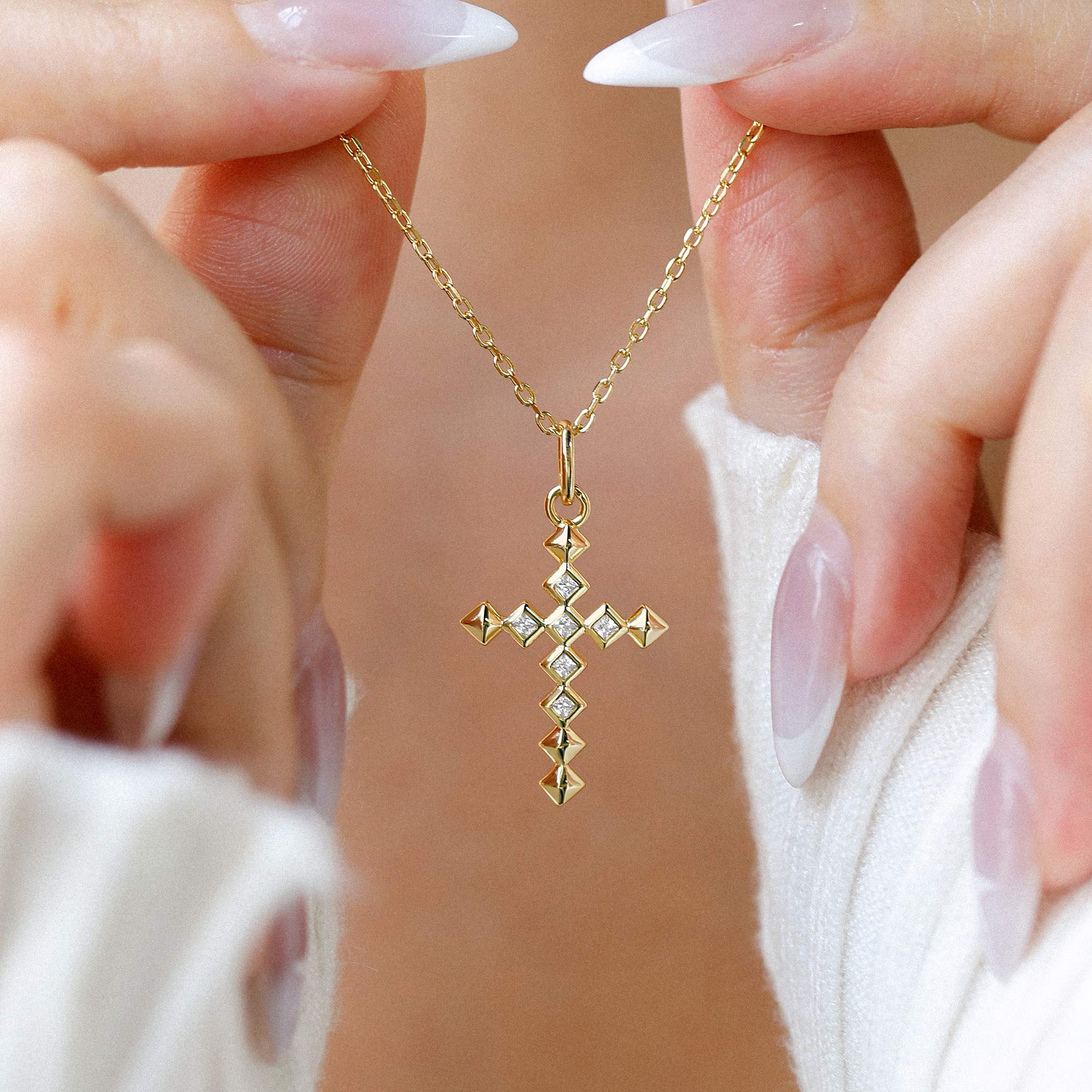 Radiant Strength Studded Cross Necklace
