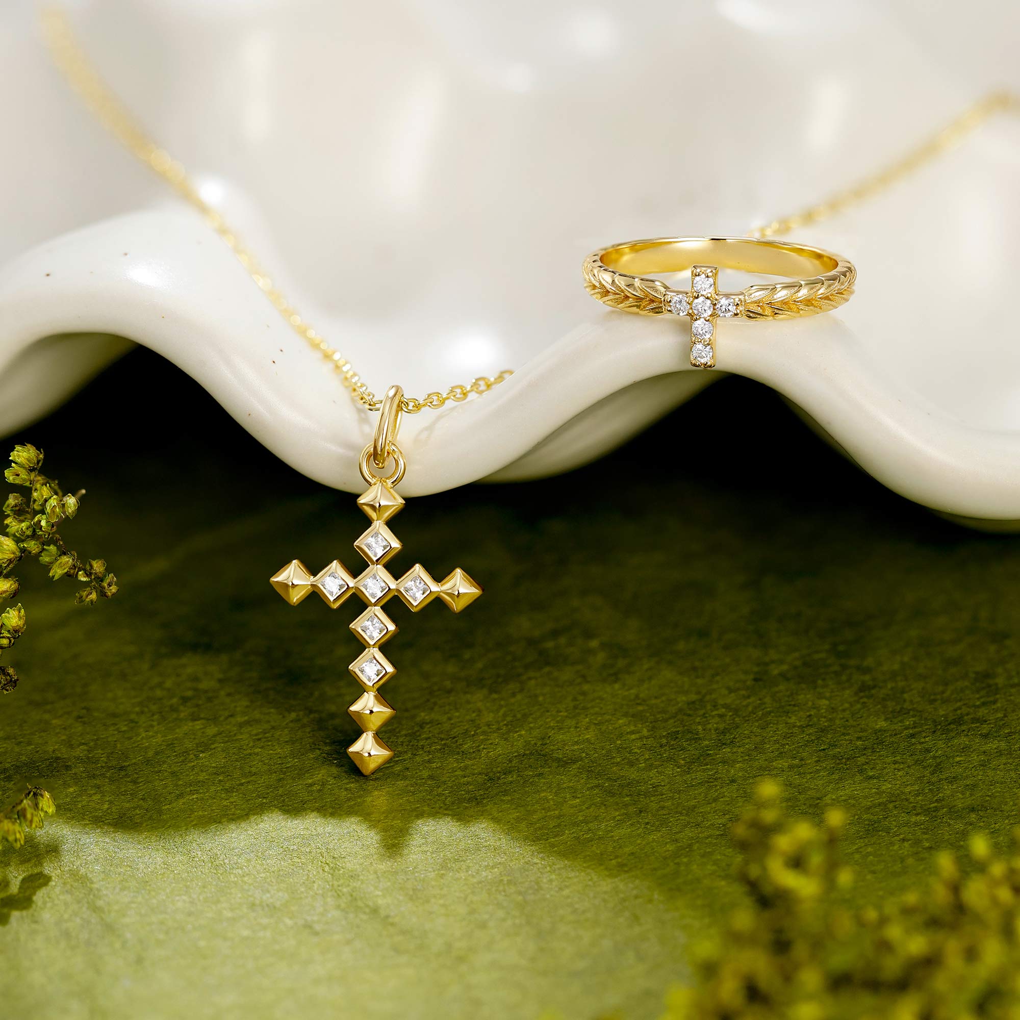 Radiant Strength Studded Cross Necklace