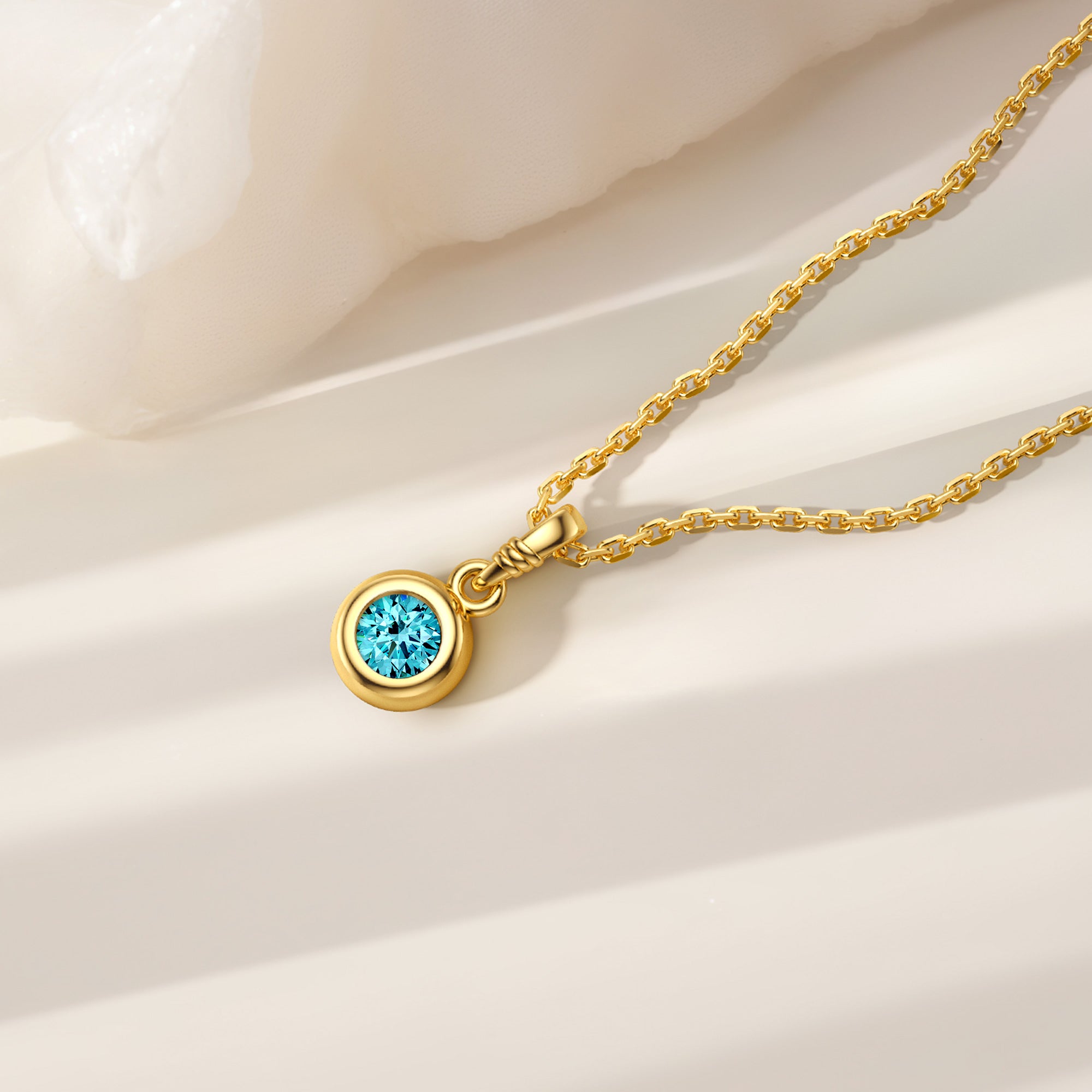 Bubble Knot March Birthstone Charm Pendant