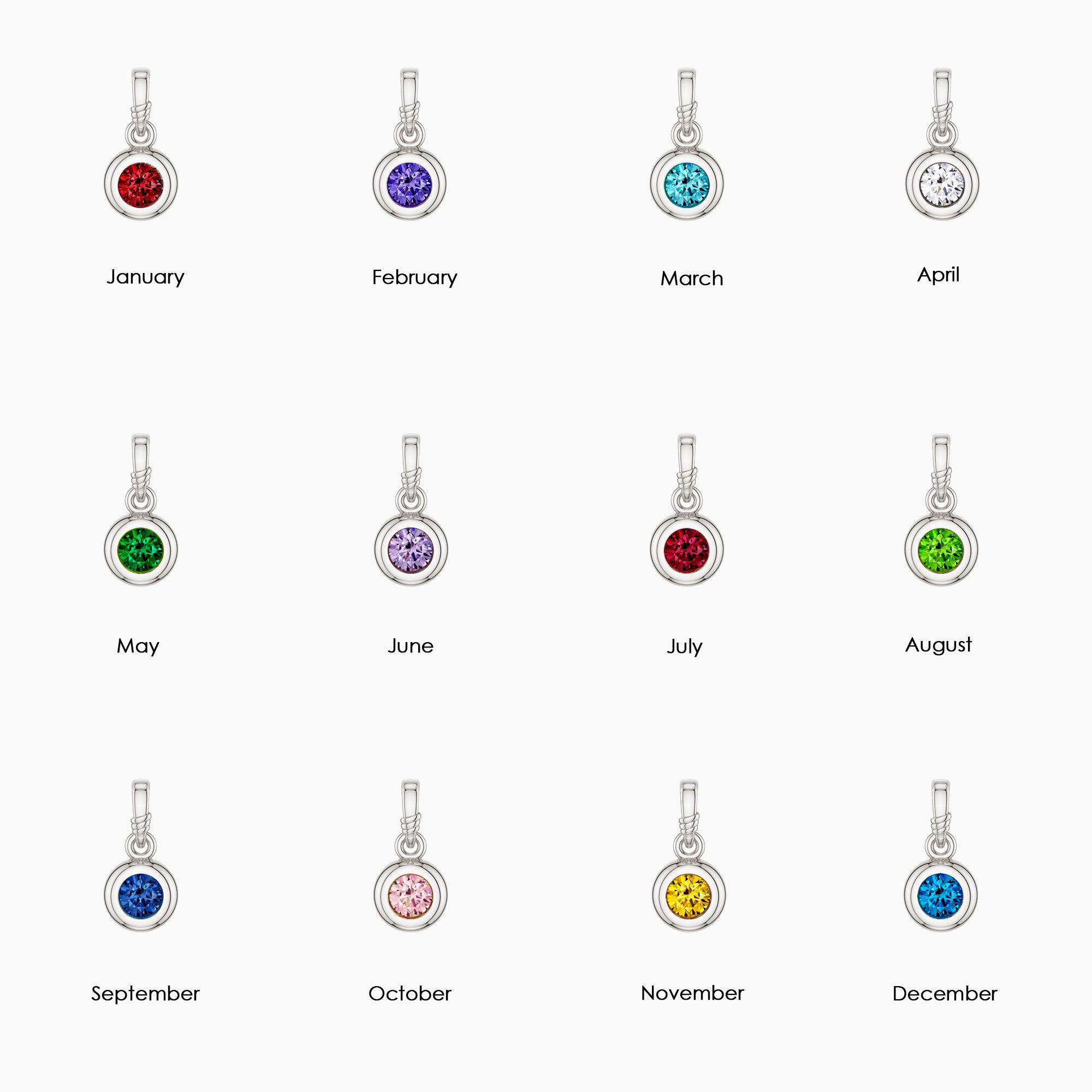 Bubble Knot Birthstone Charm Pendant