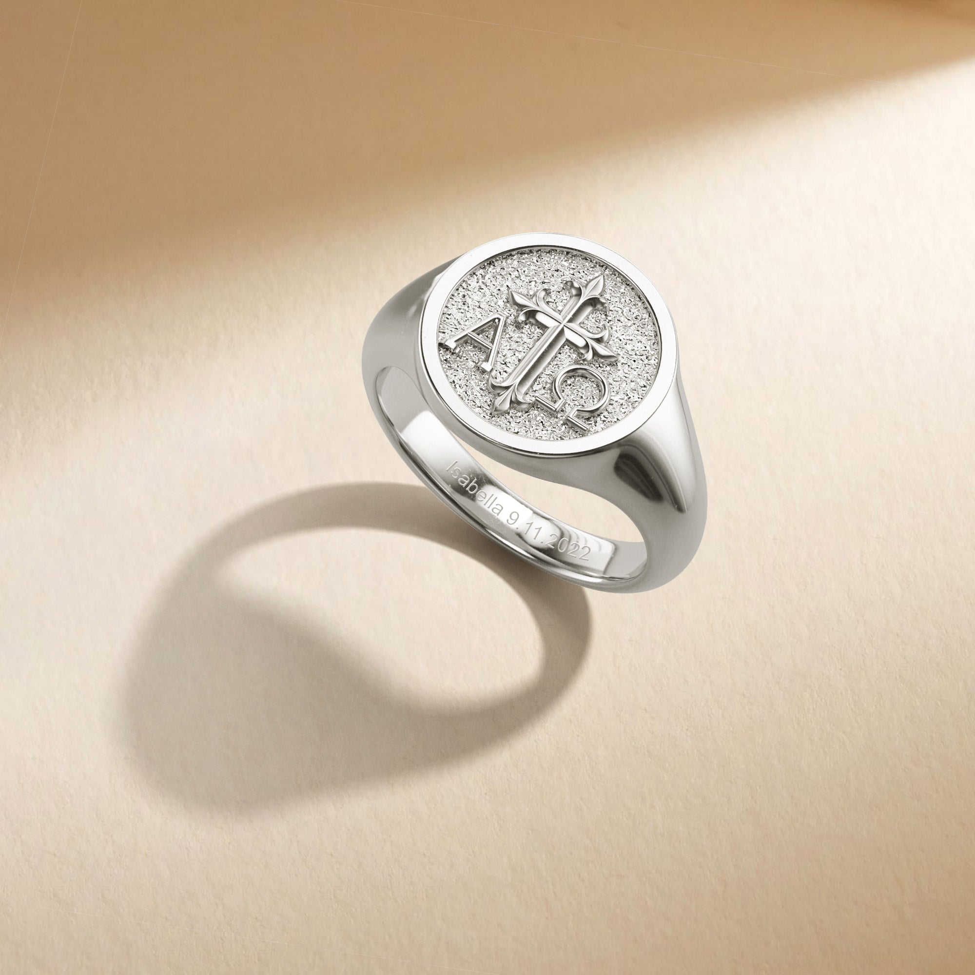 Personalized Alpha Omega Cross Signet Ring – vanimy