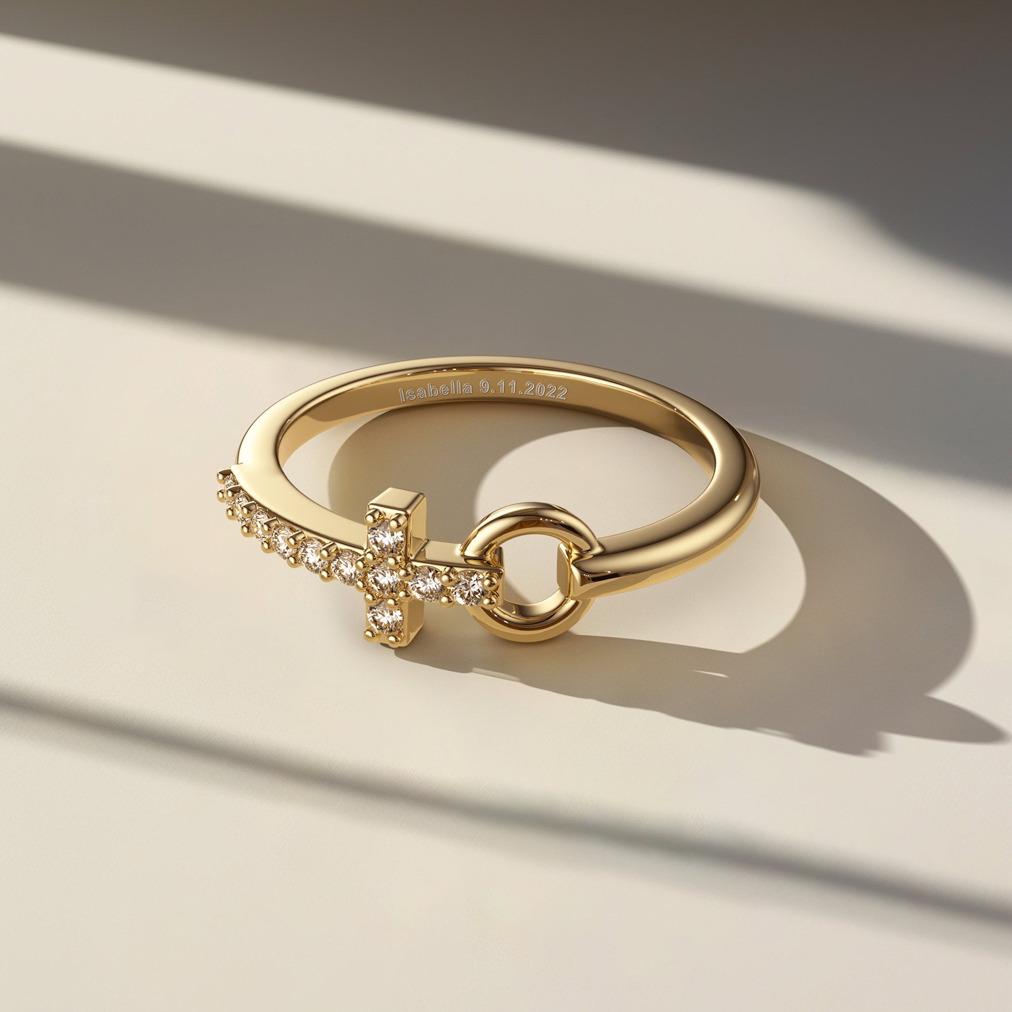 Customized Pray Cross And Circle Ring - vanimy