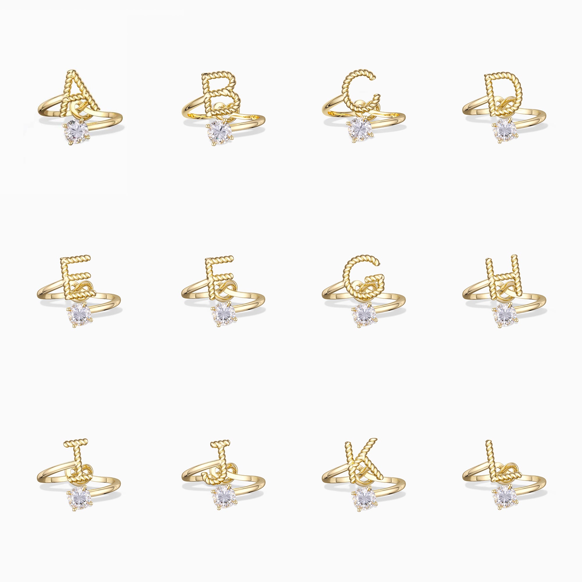 Letter Strand Knot Ring