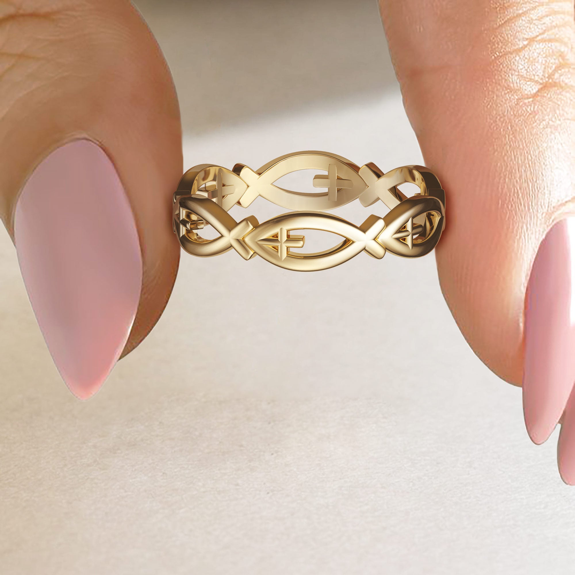 Jesus Fish Eternity Ring - vanimy