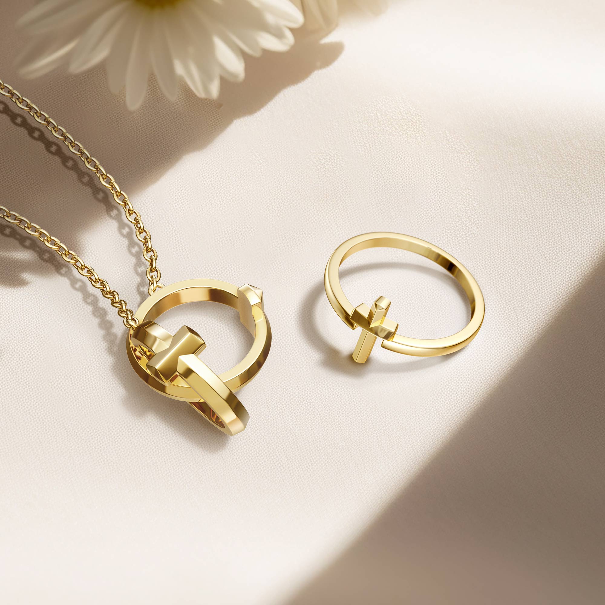 Minimalist Cross Symbol Ring - vanimy